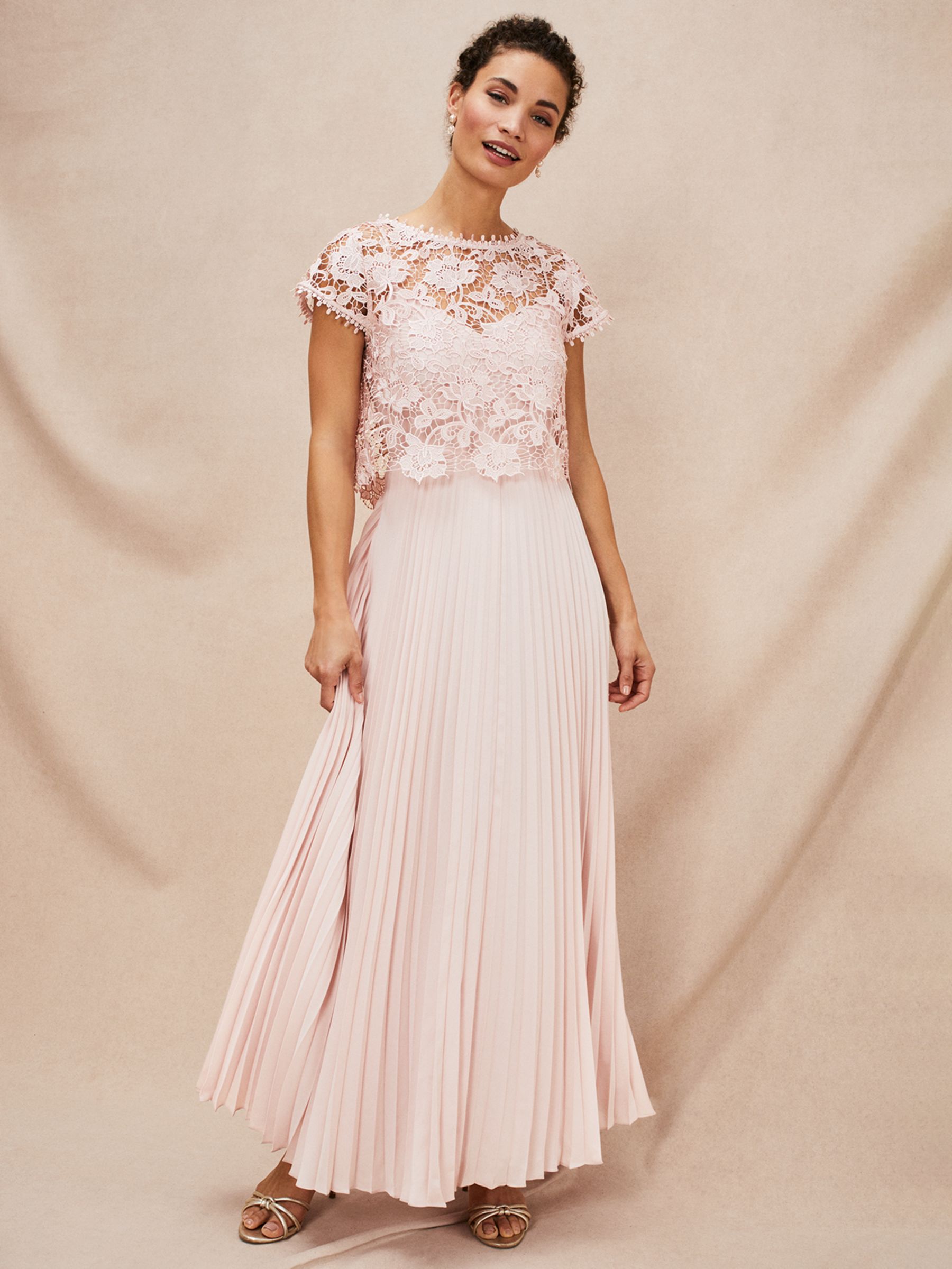 Phase Eight Michelle Lace Bodice Pleated Maxi Dress
