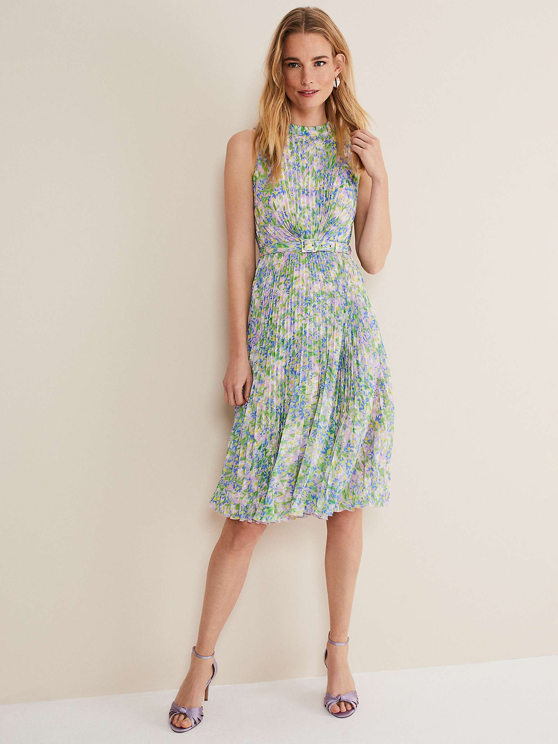 Buy Phase Eight Simara Pleated Daisy Dress, Multi Online at johnlewis.com