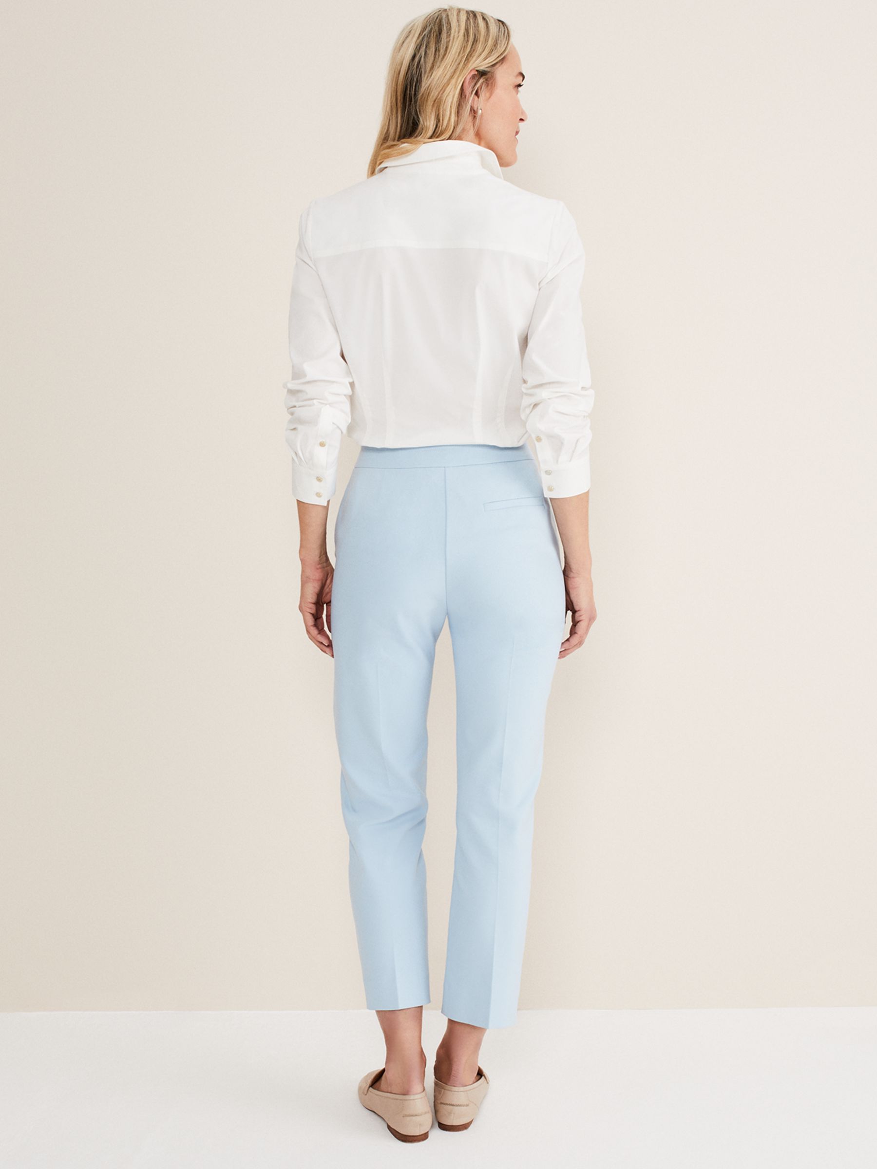 Phase Eight Julianna Cropped Cotton Blend Trousers, Cornflower Blue, 18