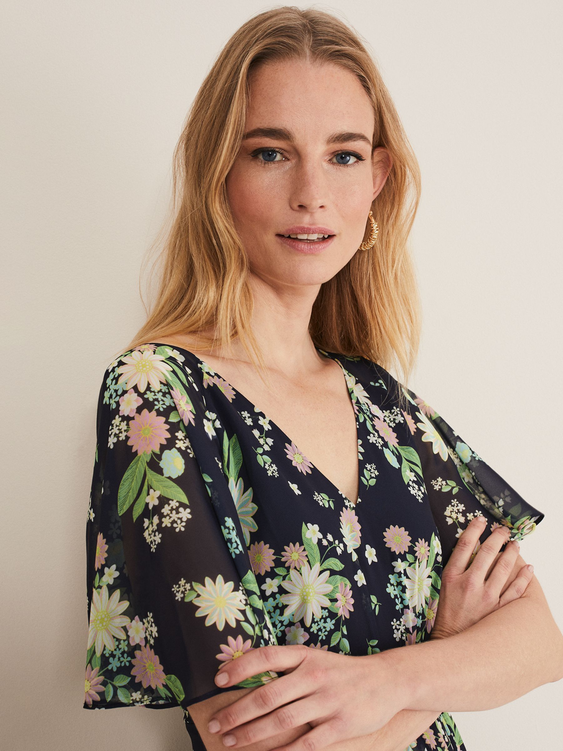 Phase Eight Georgie Tiered Floral Maxi Dress, Navy/Multi at John Lewis ...