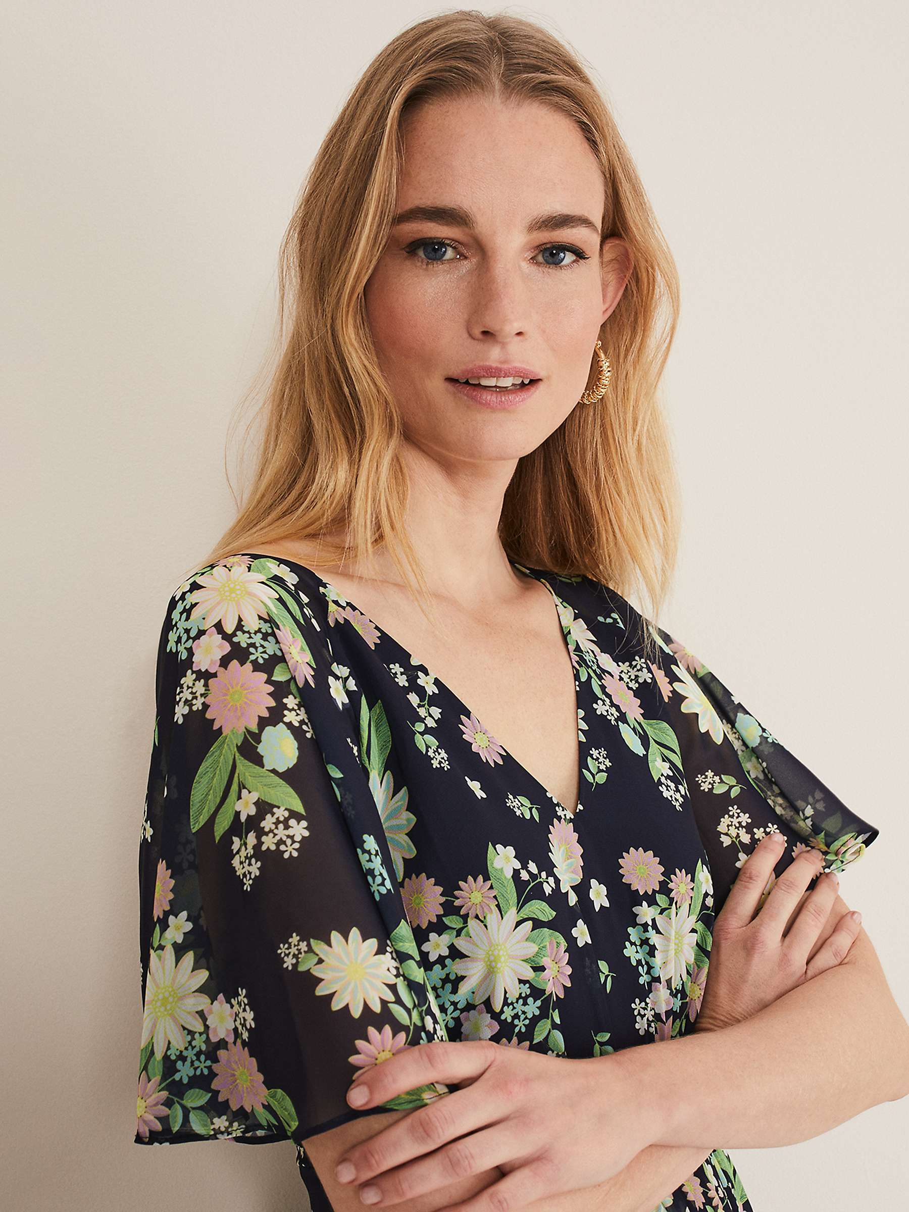 Buy Phase Eight Georgie Tiered Floral Maxi Dress, Navy/Multi Online at johnlewis.com