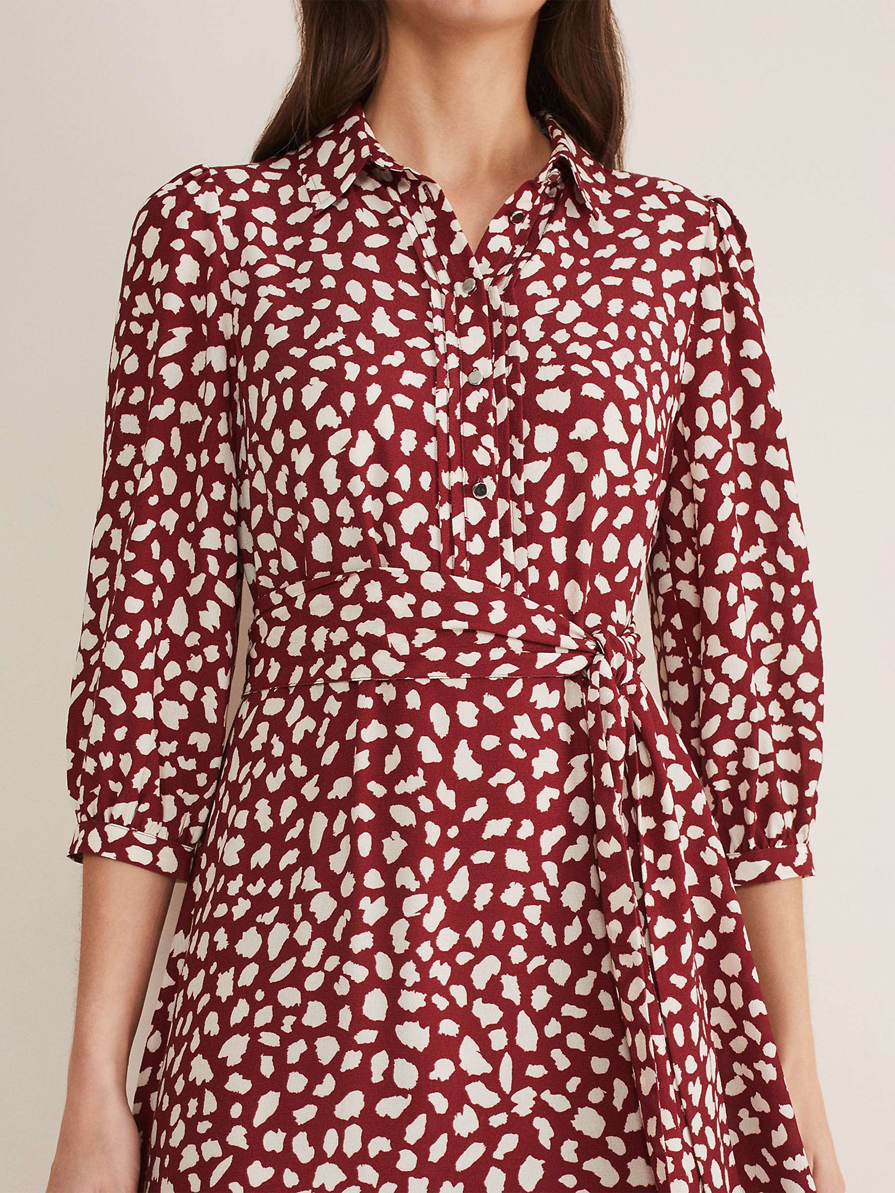 Buy Phase Eight Este Spot Midi Dress, Red/White Online at johnlewis.com