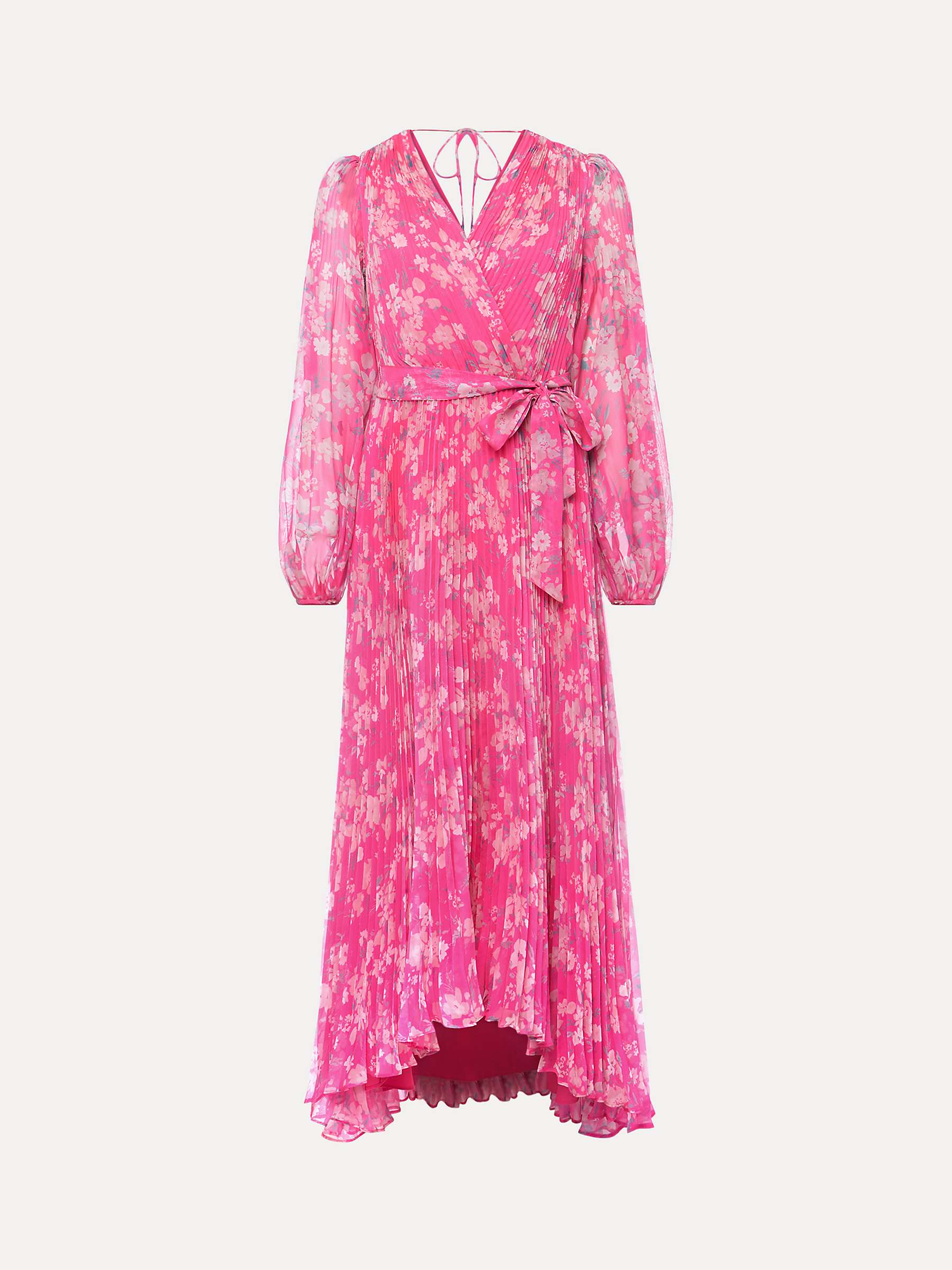 Phase Eight Hayley Pleated Floral Maxi Dress, Neon Pink at John Lewis ...
