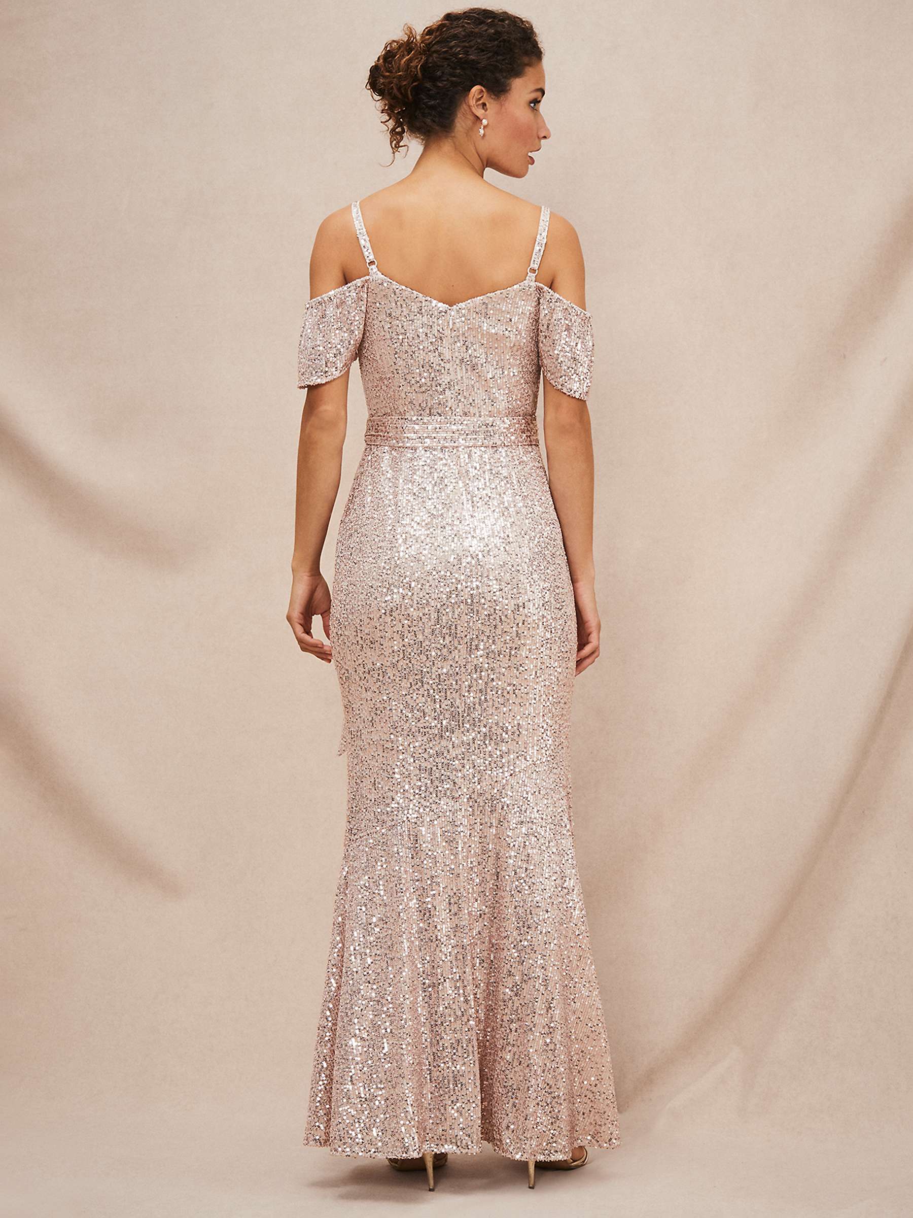 Buy Phase Eight  Poppy Off the Shoulder Sequin Dress, Rose Gold Online at johnlewis.com