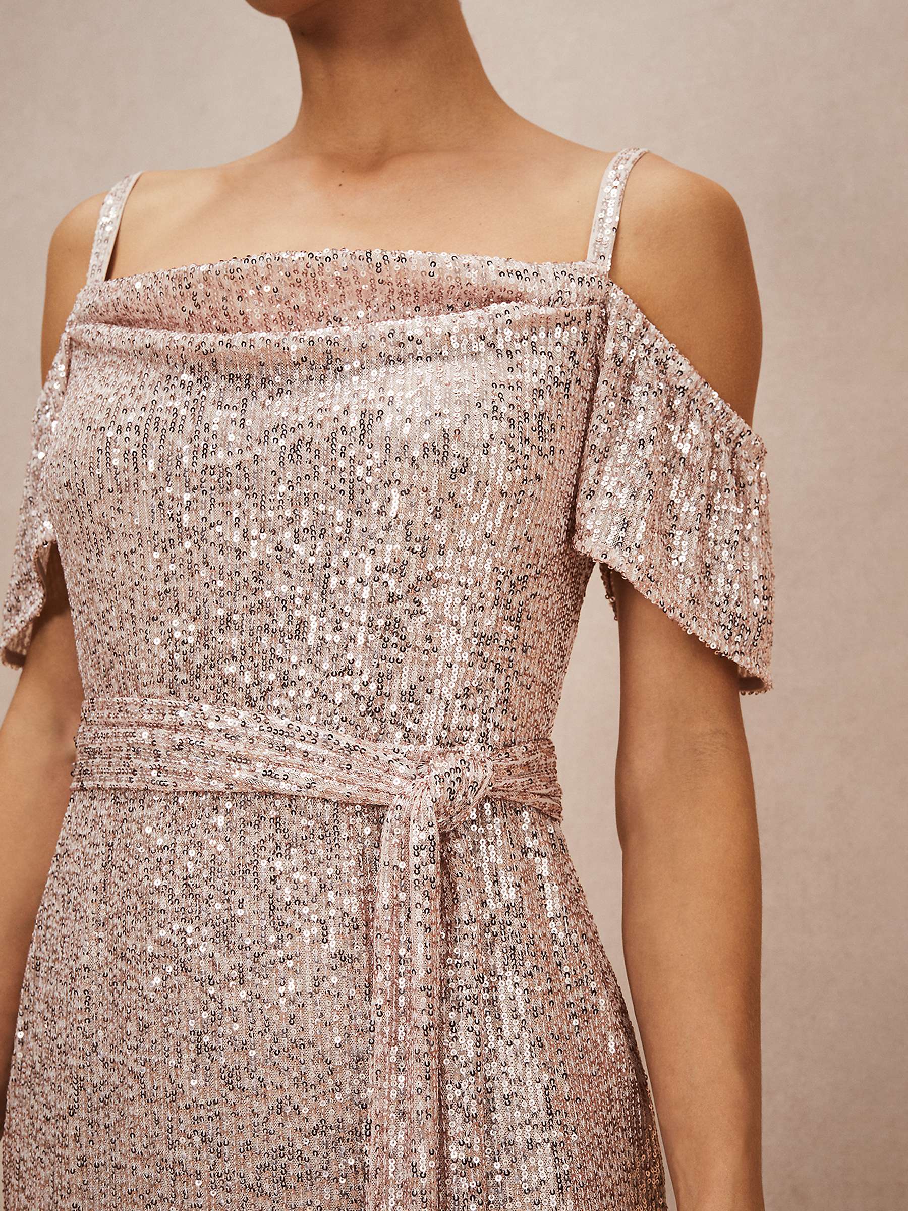 Buy Phase Eight  Poppy Off the Shoulder Sequin Dress, Rose Gold Online at johnlewis.com