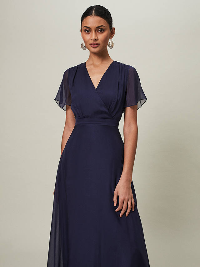 Phase Eight Arwen Silk Maxi Dress, Navy at John Lewis & Partners