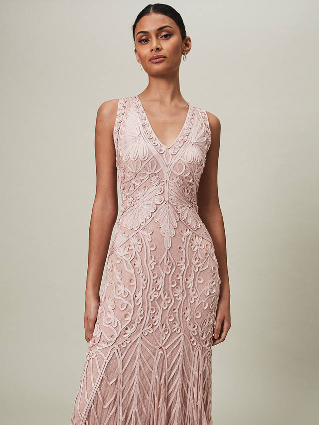 Phase Eight Marion Sequin Tapework Maxi Dress, Pink