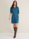 Phase Eight Rosella Stripe Shirt Mini Dress, Blue/Chocolate