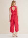 Phase Eight Dora Lace Double Layer Jumpsuit, Raspberry