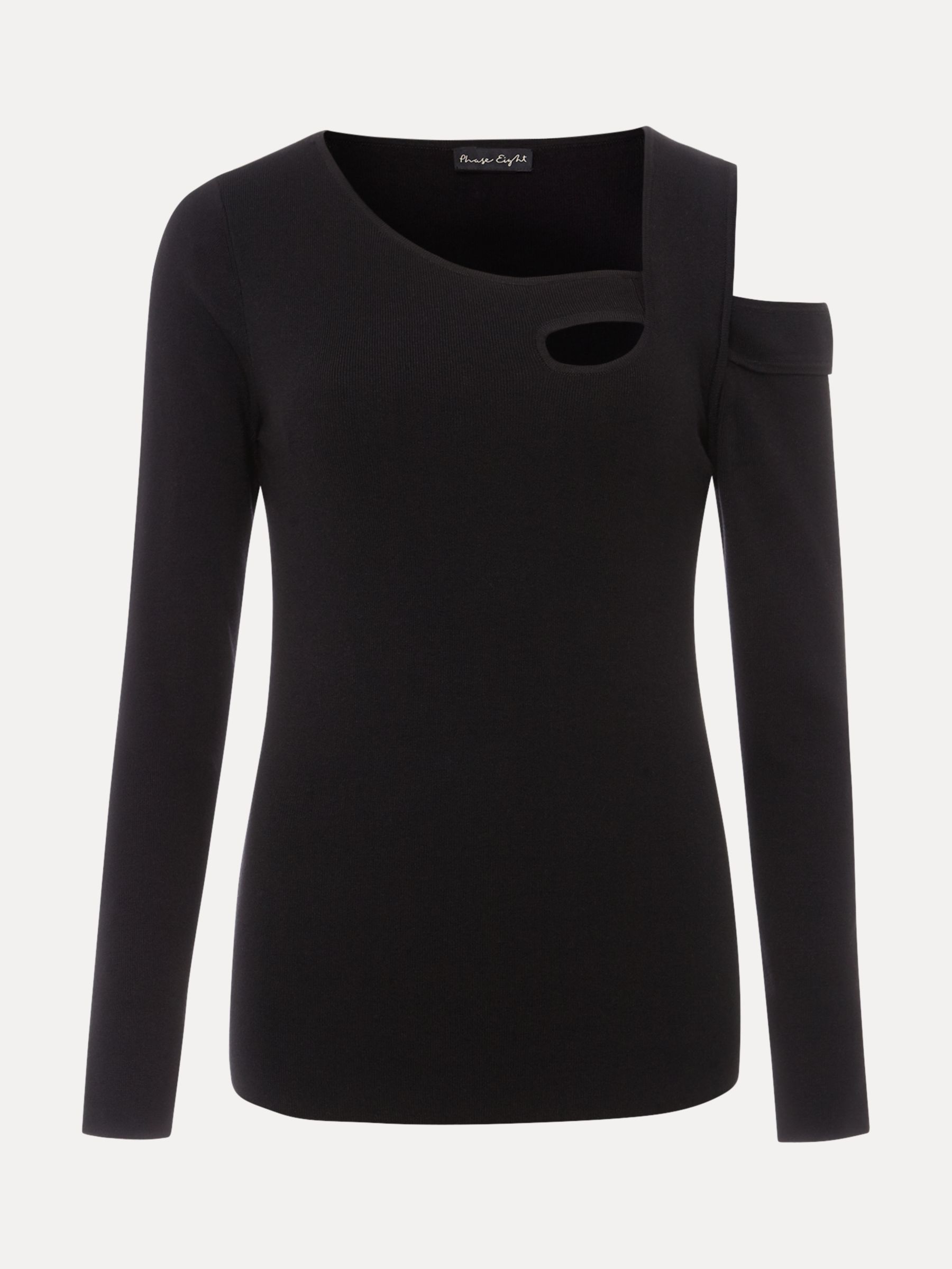 Phase Eight Wren Cut Out Shoulder Fitted Top, Black at John Lewis ...