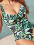 Panache Bali Balconnet Palm Print Swimsuit, Black/Green