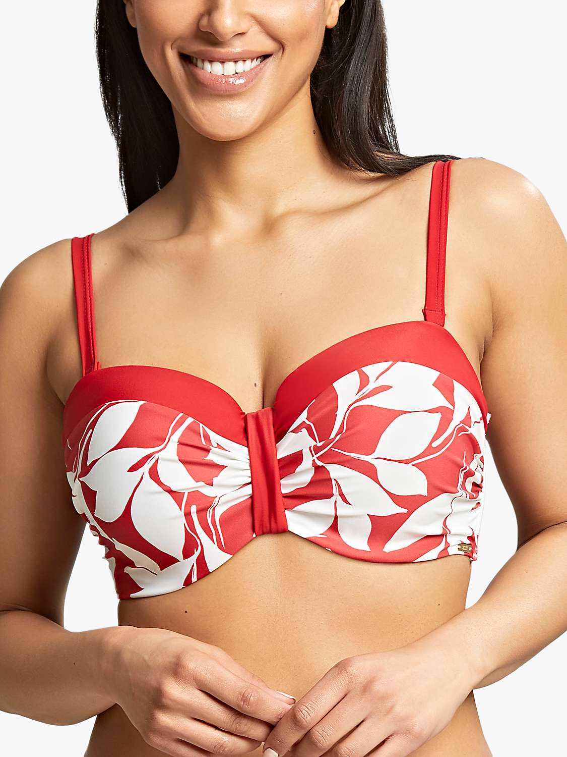 Buy Panache Oasis Moulded Bandeau Bikini Top, Botanical Red Online at johnlewis.com