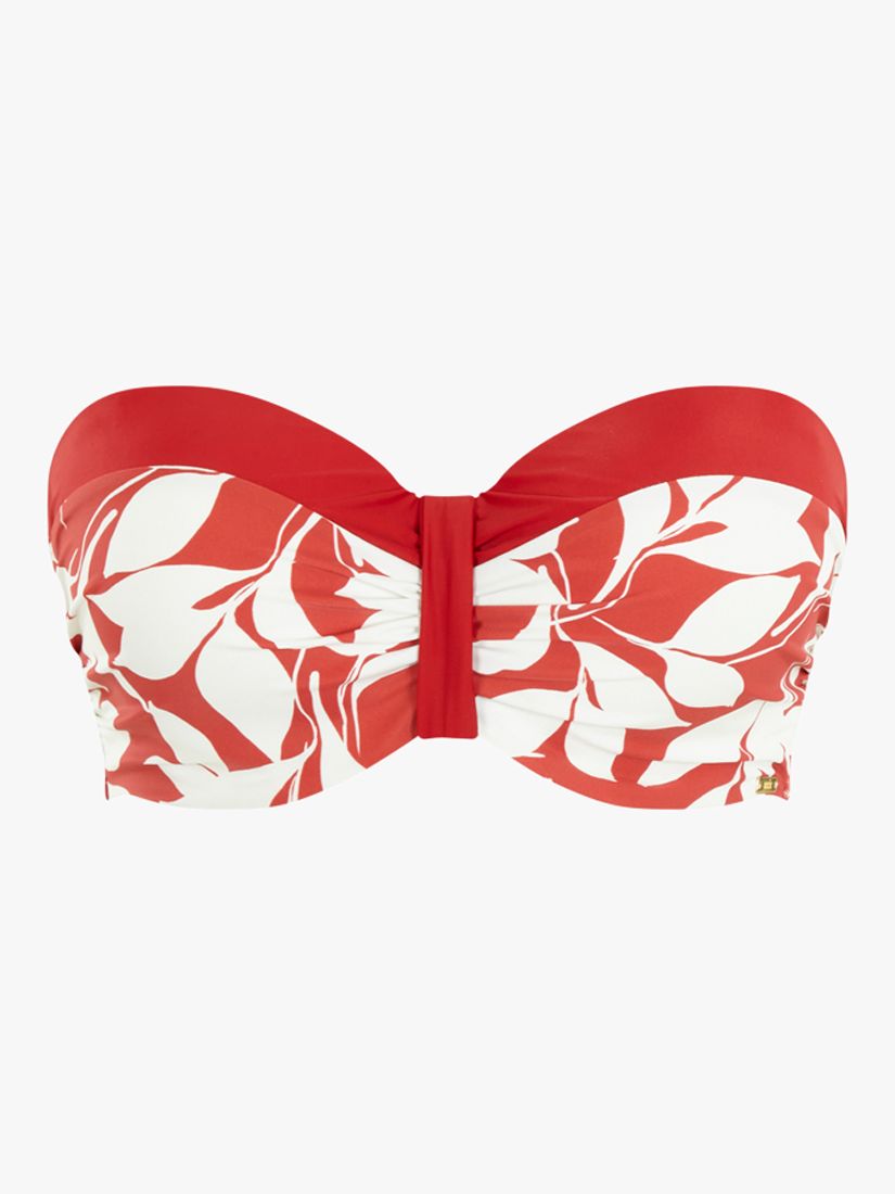 Panache Oasis Moulded Bandeau Bikini Top, Botanical Red, 38DD