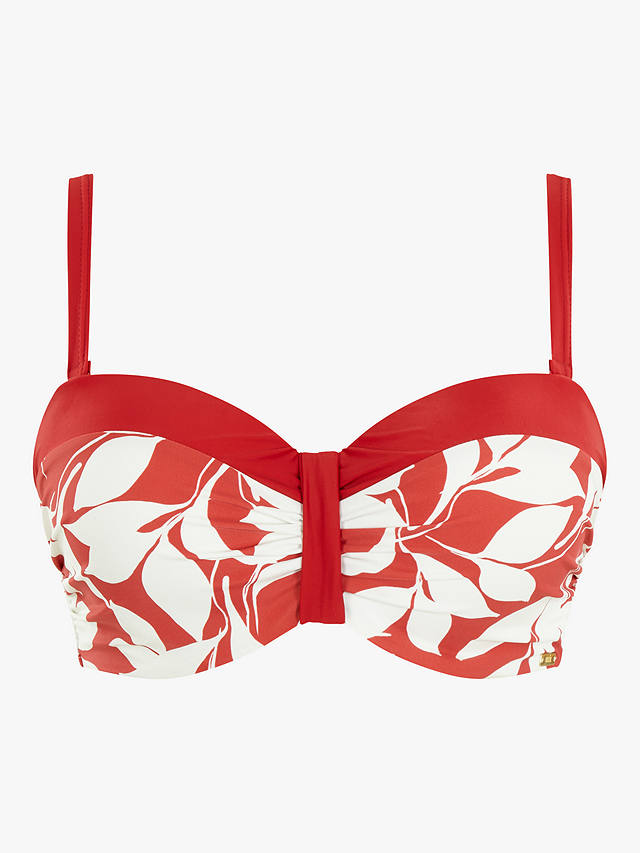Panache Oasis Moulded Bandeau Bikini Top, Botanical Red