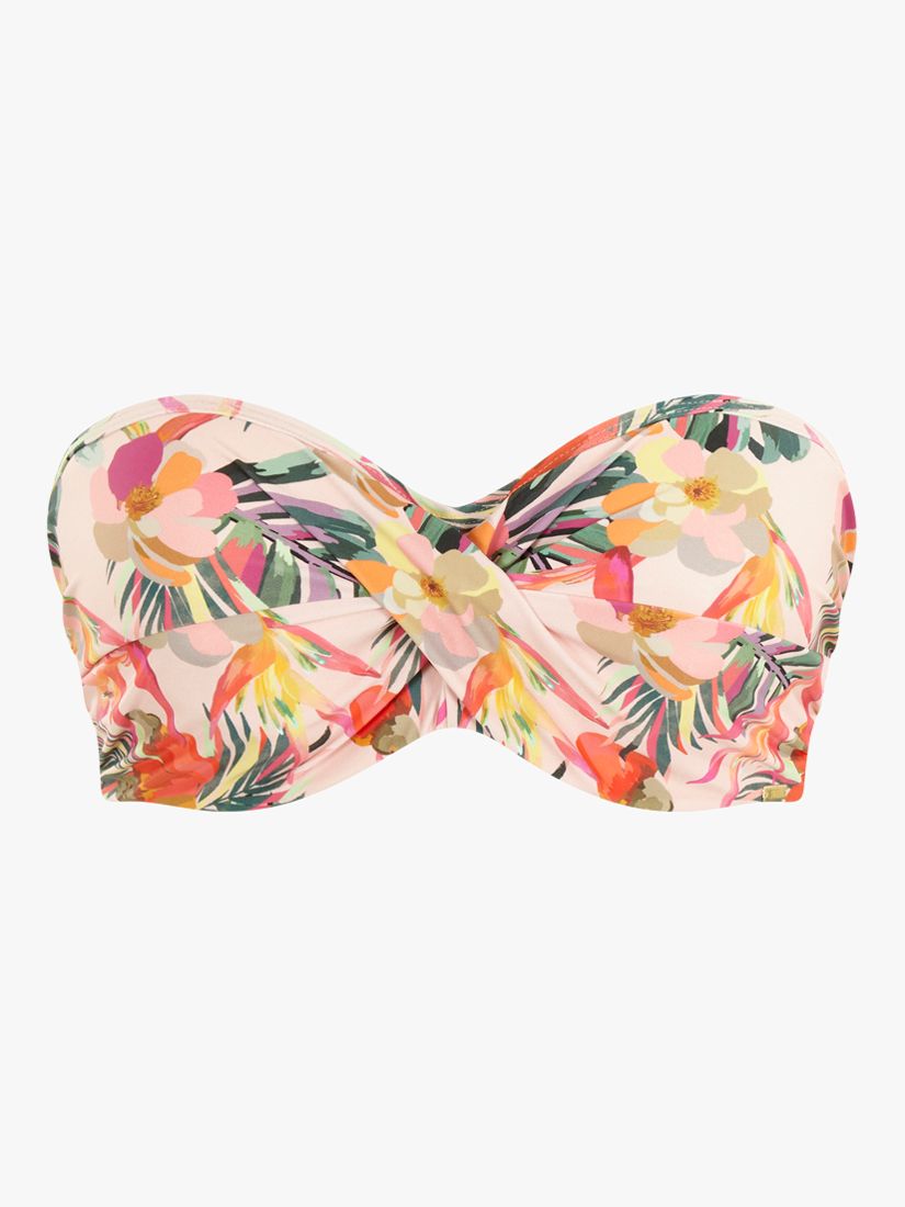 Panache Paradise Bandeau Bikini Top, Pink Tropical, 30D