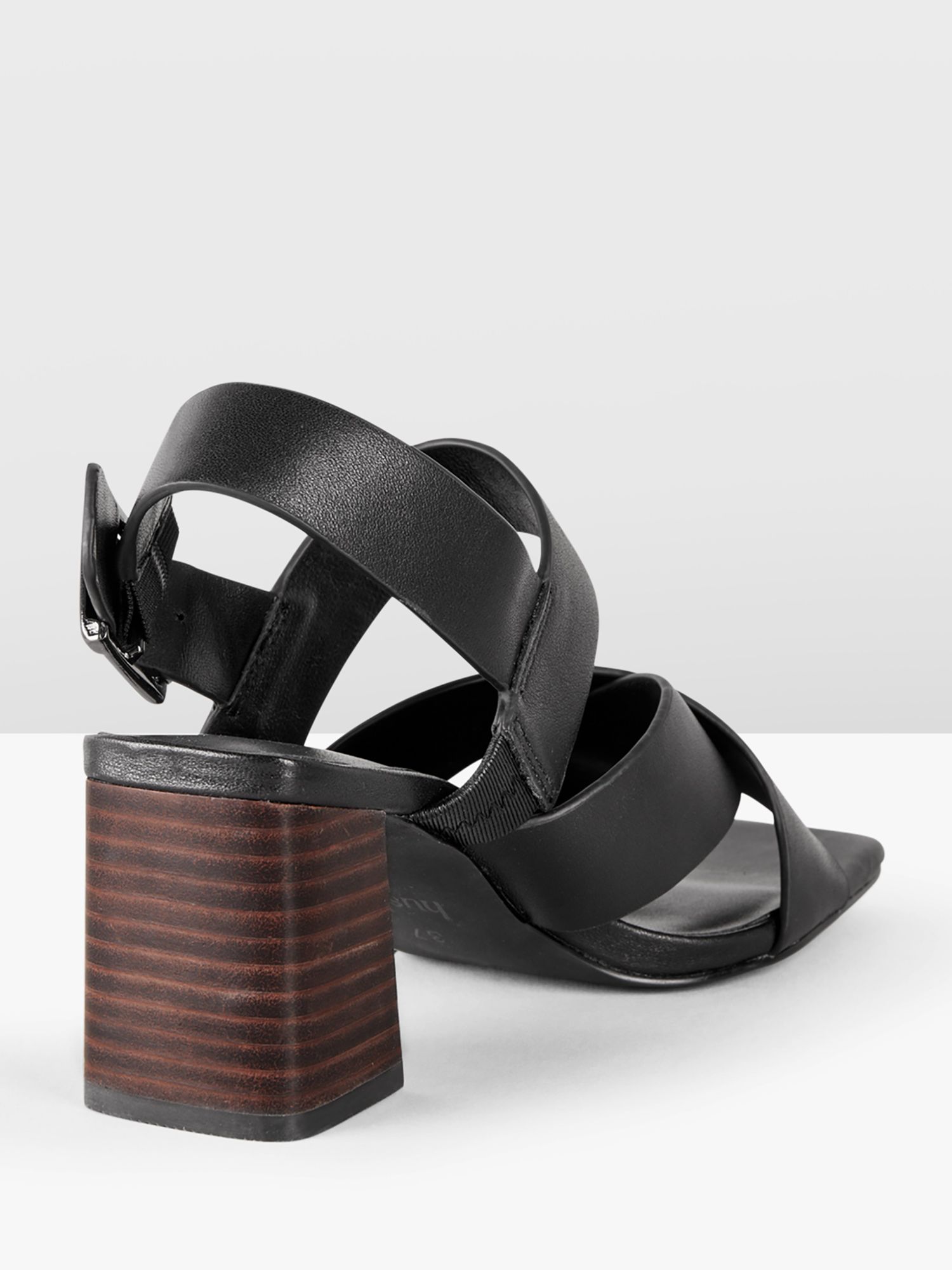 HUSH Ellery Heeled Leather Sandals, Black, 3
