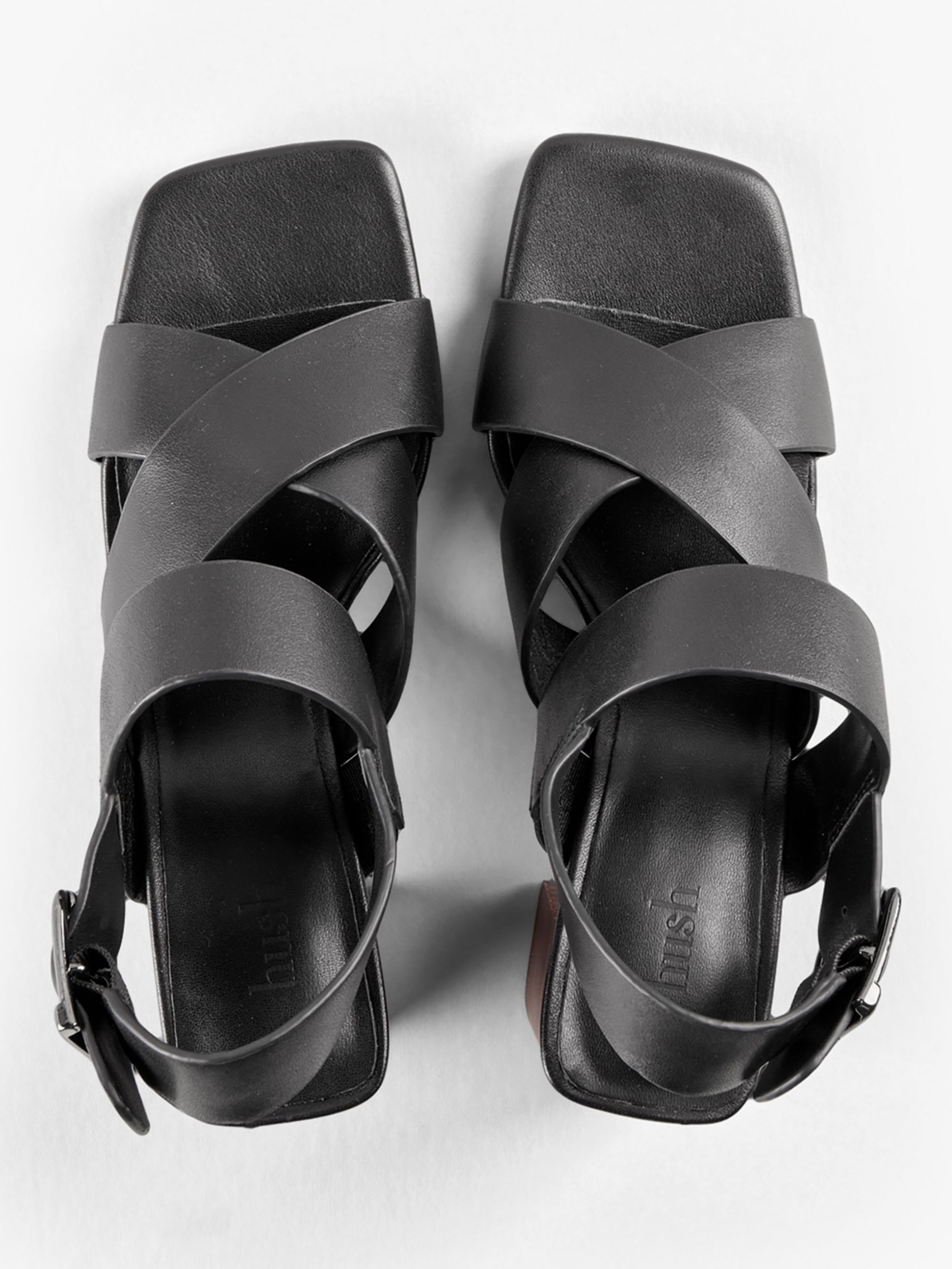 HUSH Ellery Heeled Leather Sandals, Black, 3