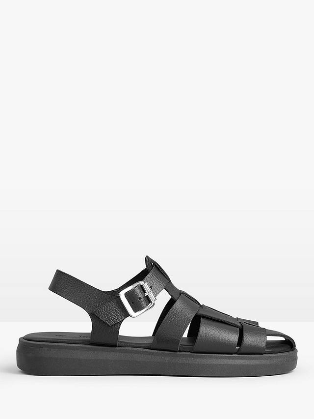 HUSH Brisa Flat Leather Sandals, Black