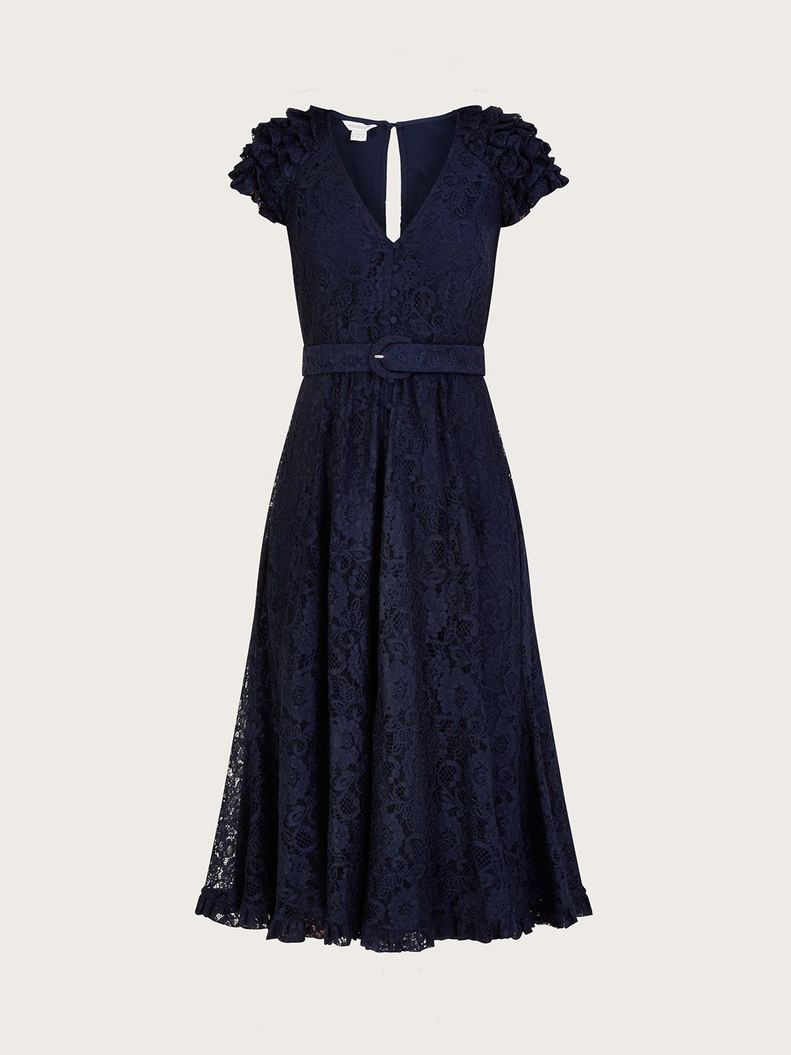 Monsoon Anneliese Lace Tea Dress, Navy at John Lewis & Partners