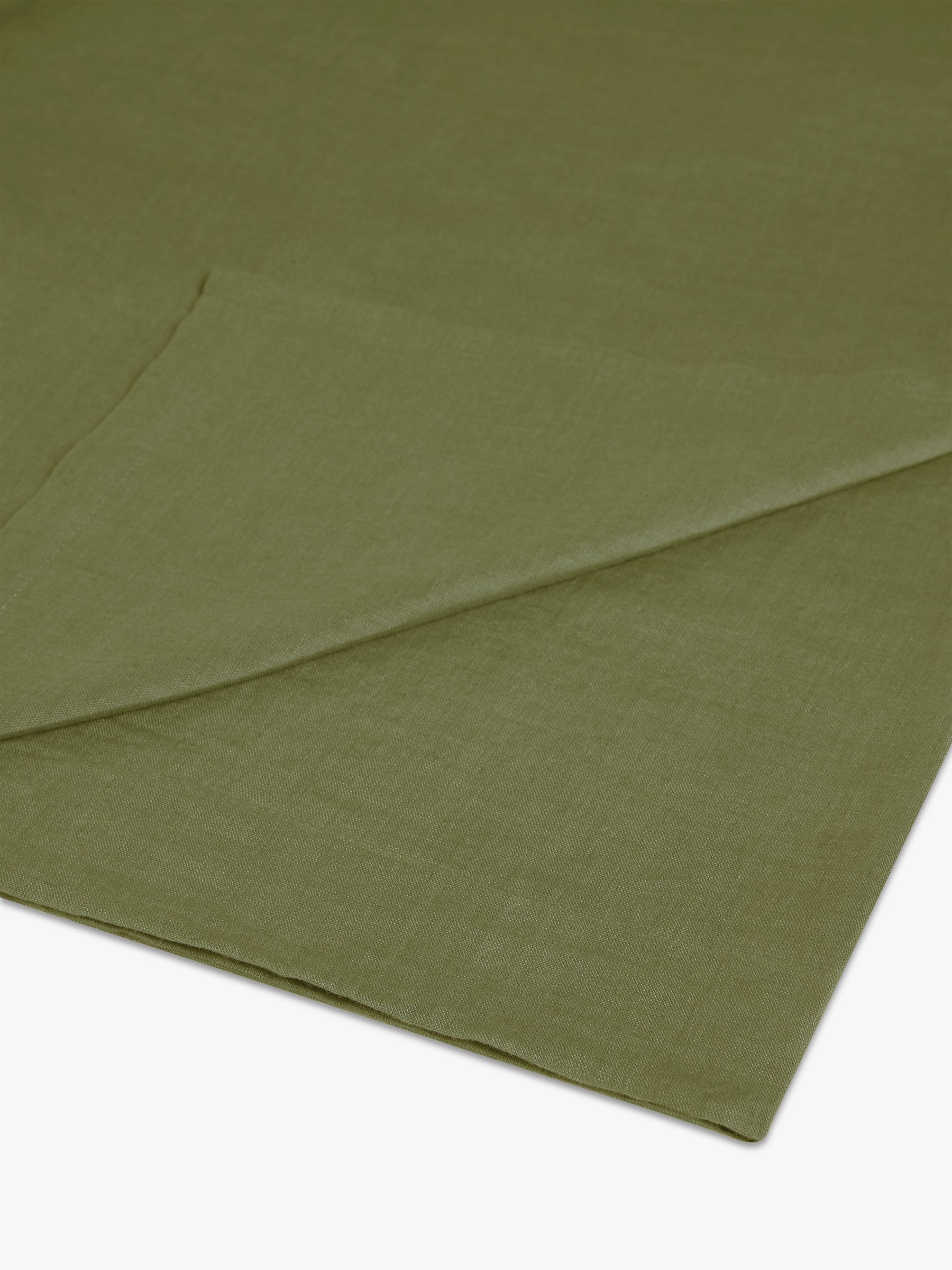 John Lewis Comfy & Relaxed Washed Linen Single Flat Sheet, Avocado Green