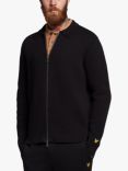 Lyle & Scott Milano Wool Blend Knitted Zipped Overshirt, Jet Black