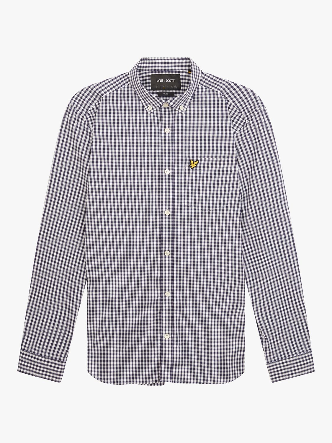Buy Lyle & Scott Slim Fit Long Sleeve Gingham Shirt, Navy/White Online at johnlewis.com