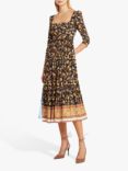 o.p.t Willow Midi Dress, Brown Floral, Brown Floral