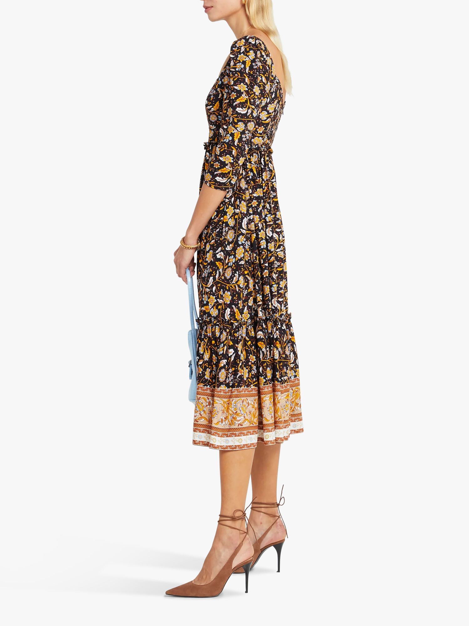 o.p.t Willow Midi Dress, Brown Floral, S