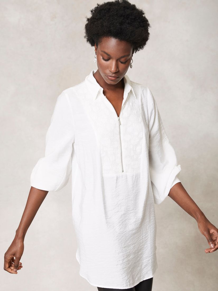 Mint Velvet Longline Shirt, Ivory at John Lewis & Partners