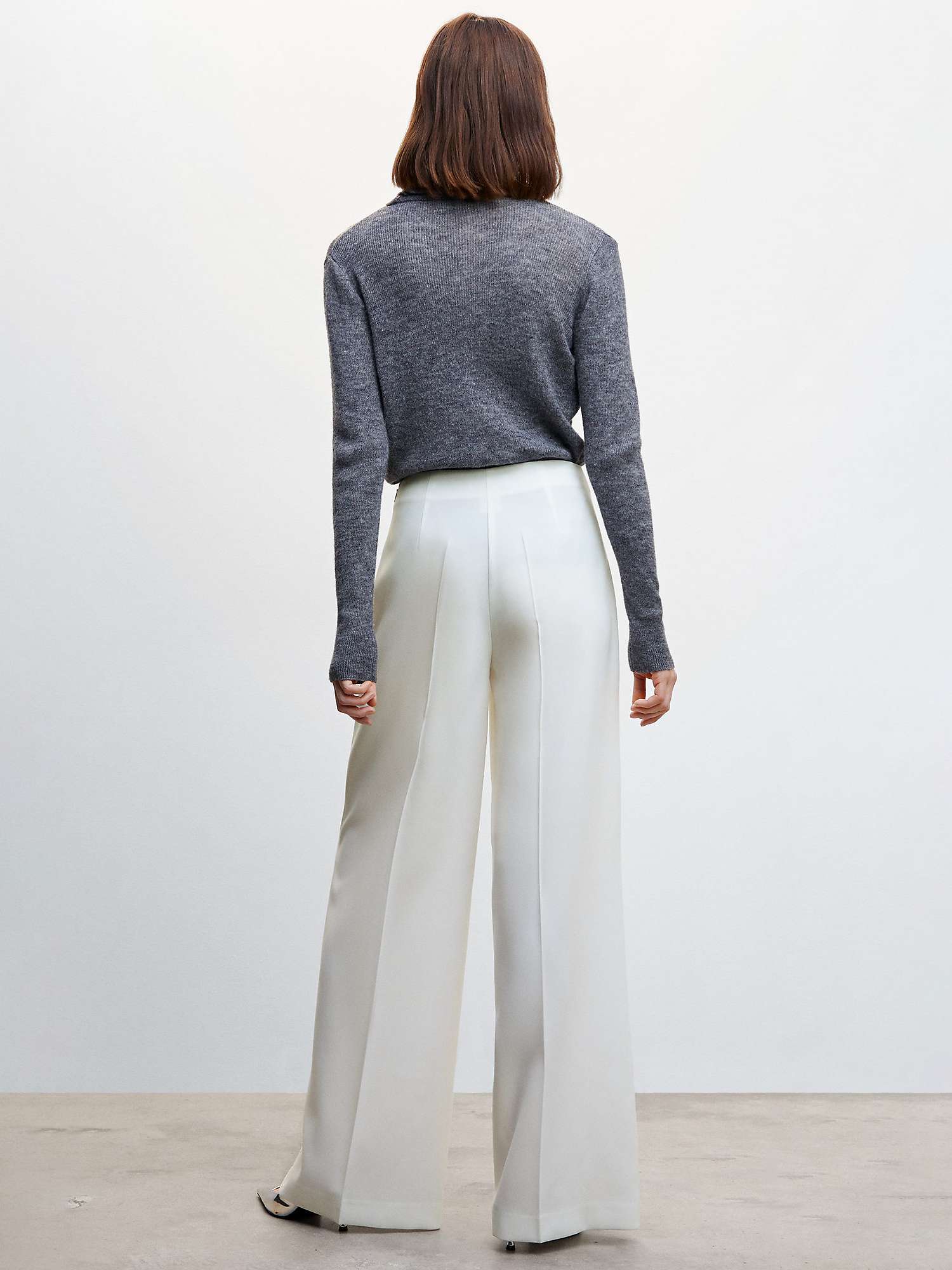 Mango Justo Wide Leg Trousers, Off White at John Lewis & Partners