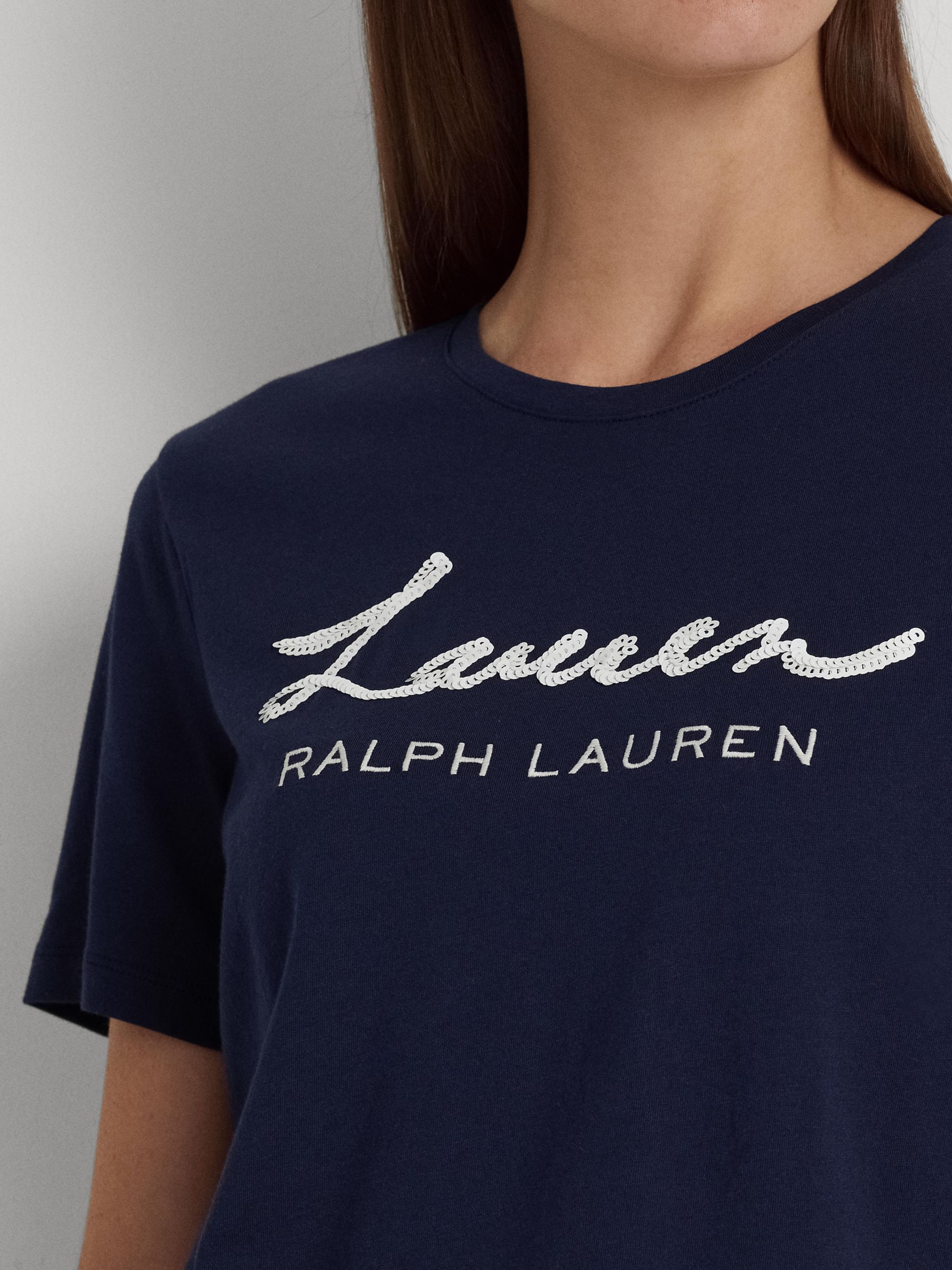 Lauren Ralph Lauren Katlin Script Logo T-Shirt, French Navy