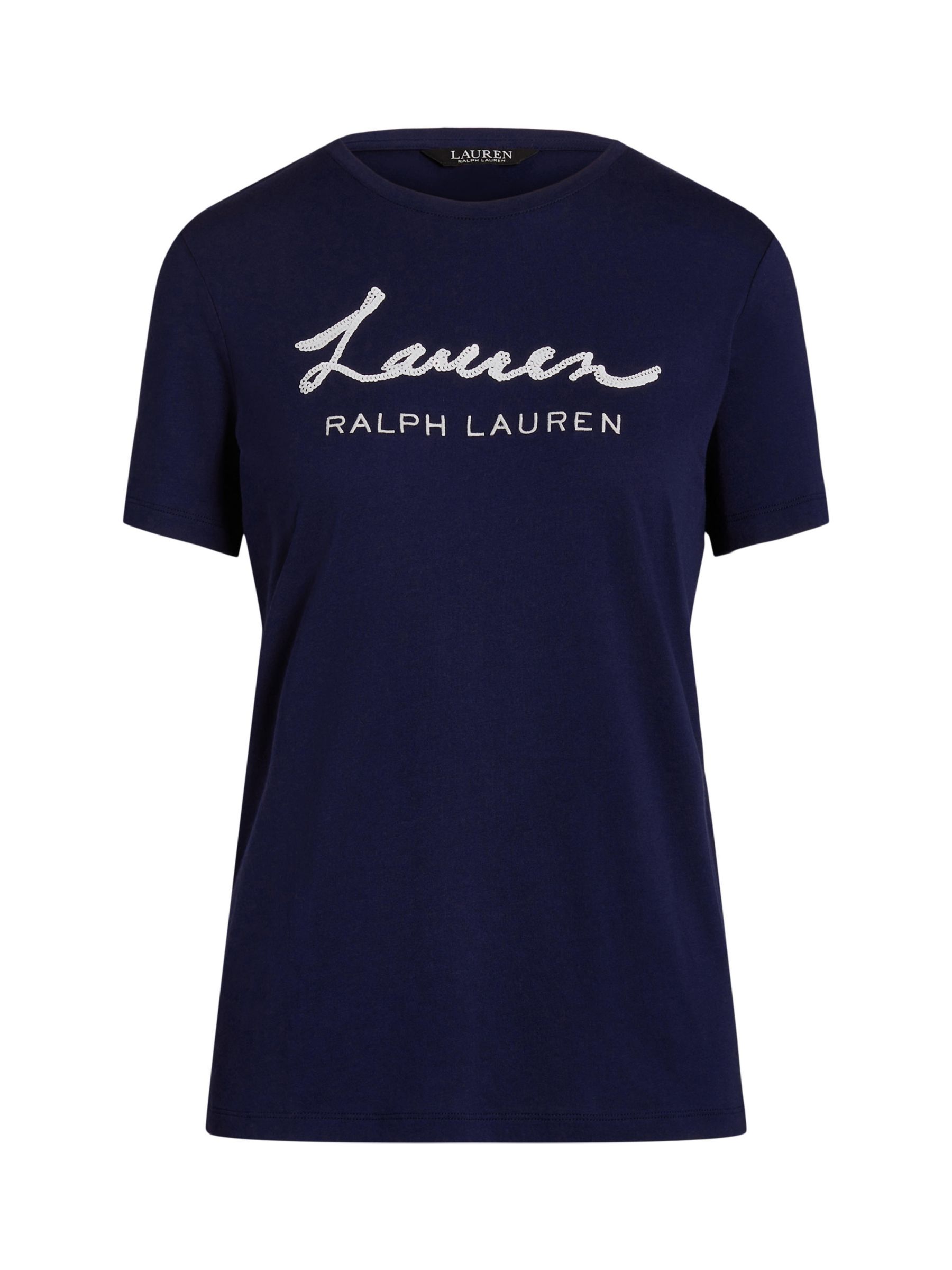 Lauren Ralph Lauren Katlin Script Logo T-Shirt, French Navy