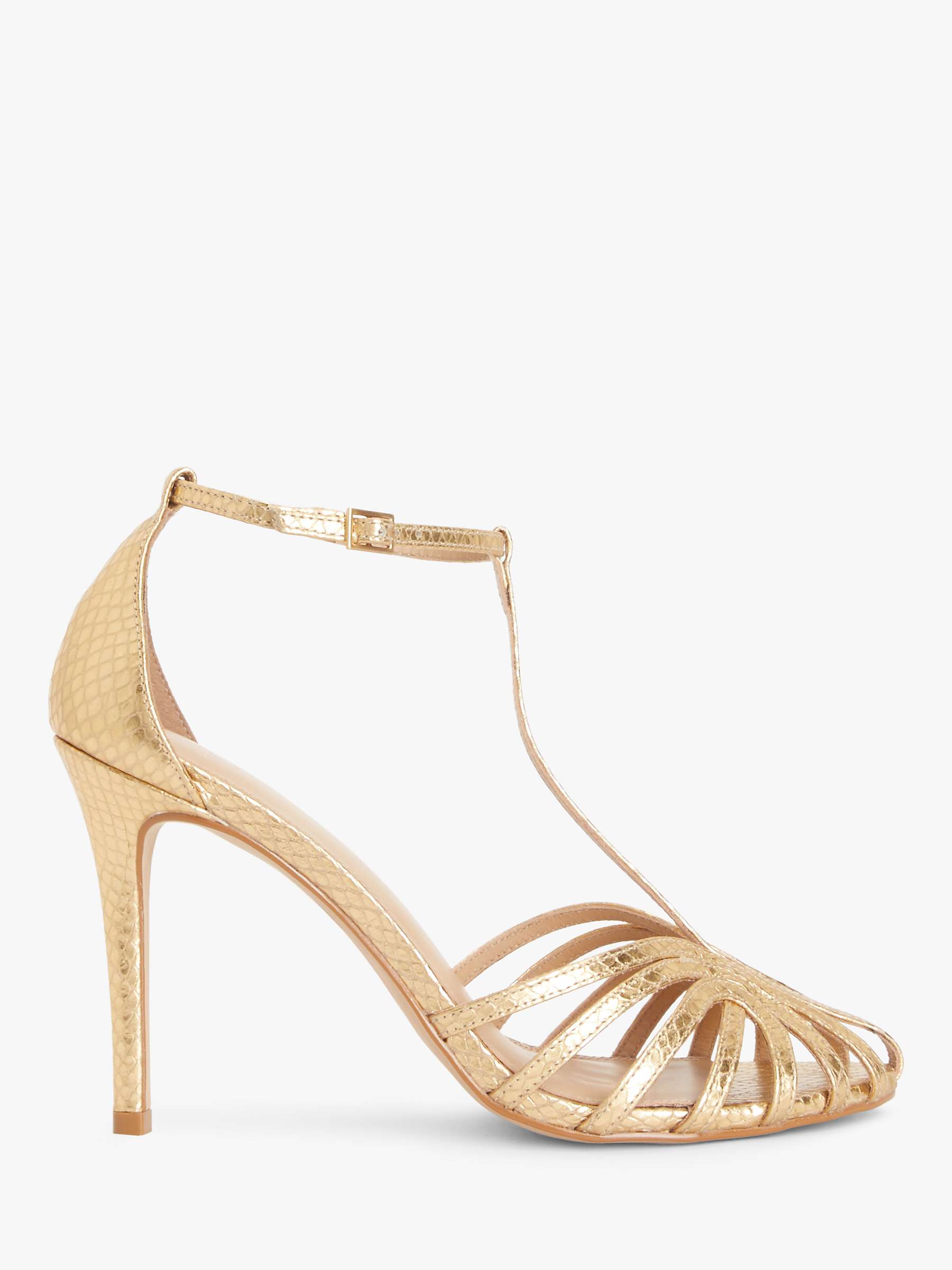 Buy John Lewis Melody Leather Caged Strappy Stiletto Sandals, Gold Online at johnlewis.com