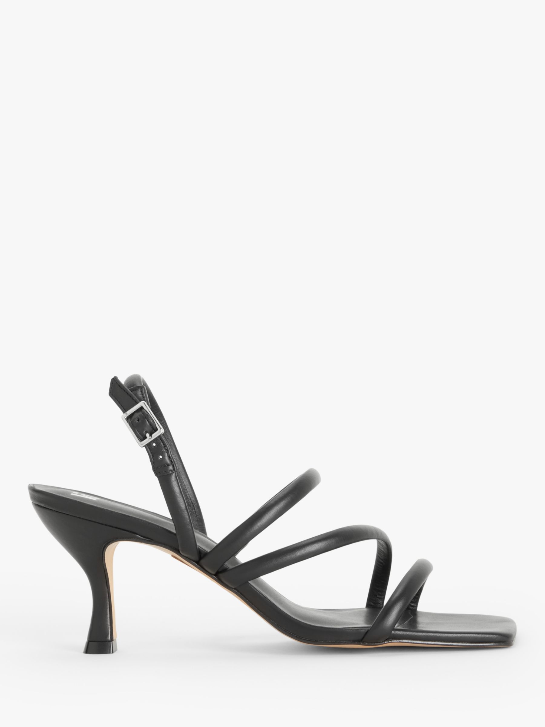 Kin Moment Leather Asymmetric Strappy Mid Heel Sandals