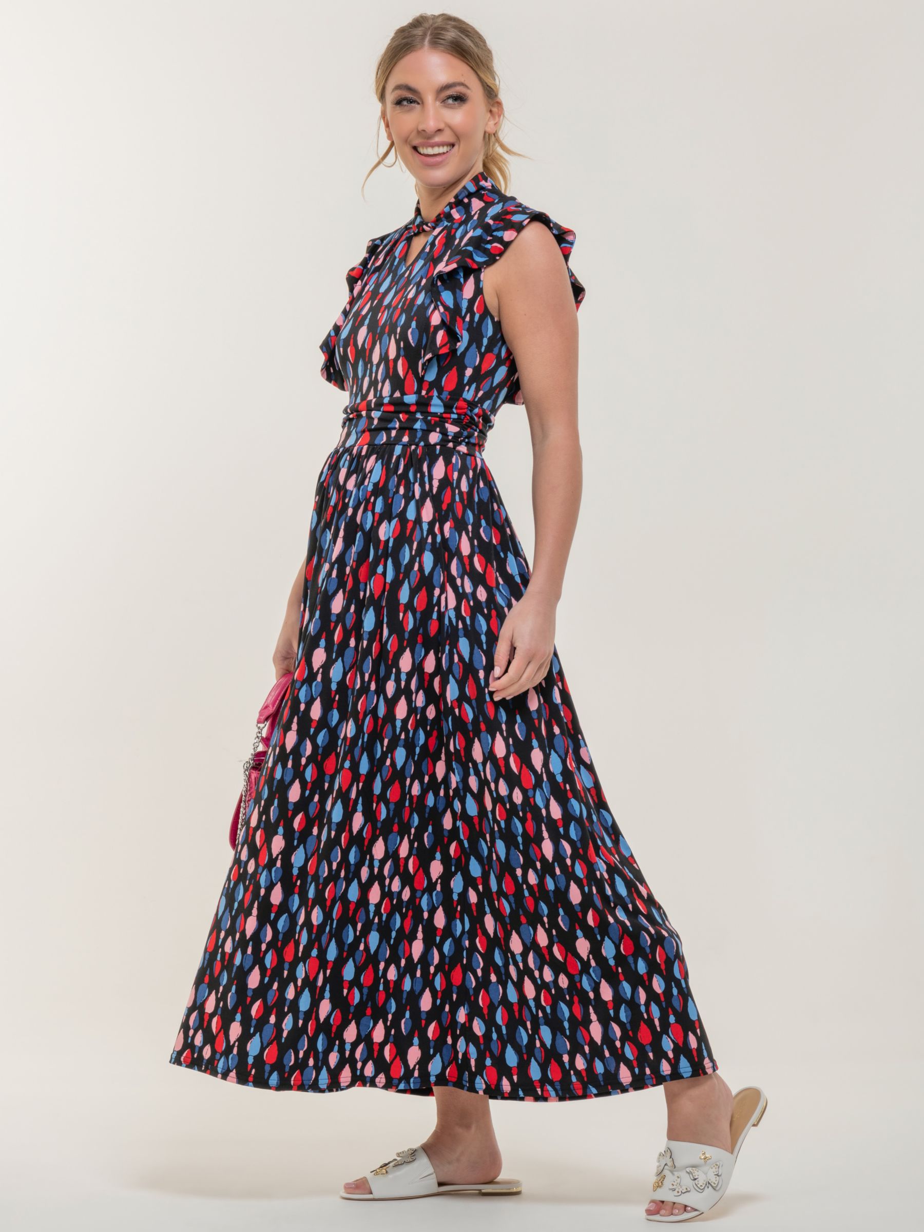 Buy Jolie Moi Doris Frill Maxi Dress, Navy Online at johnlewis.com