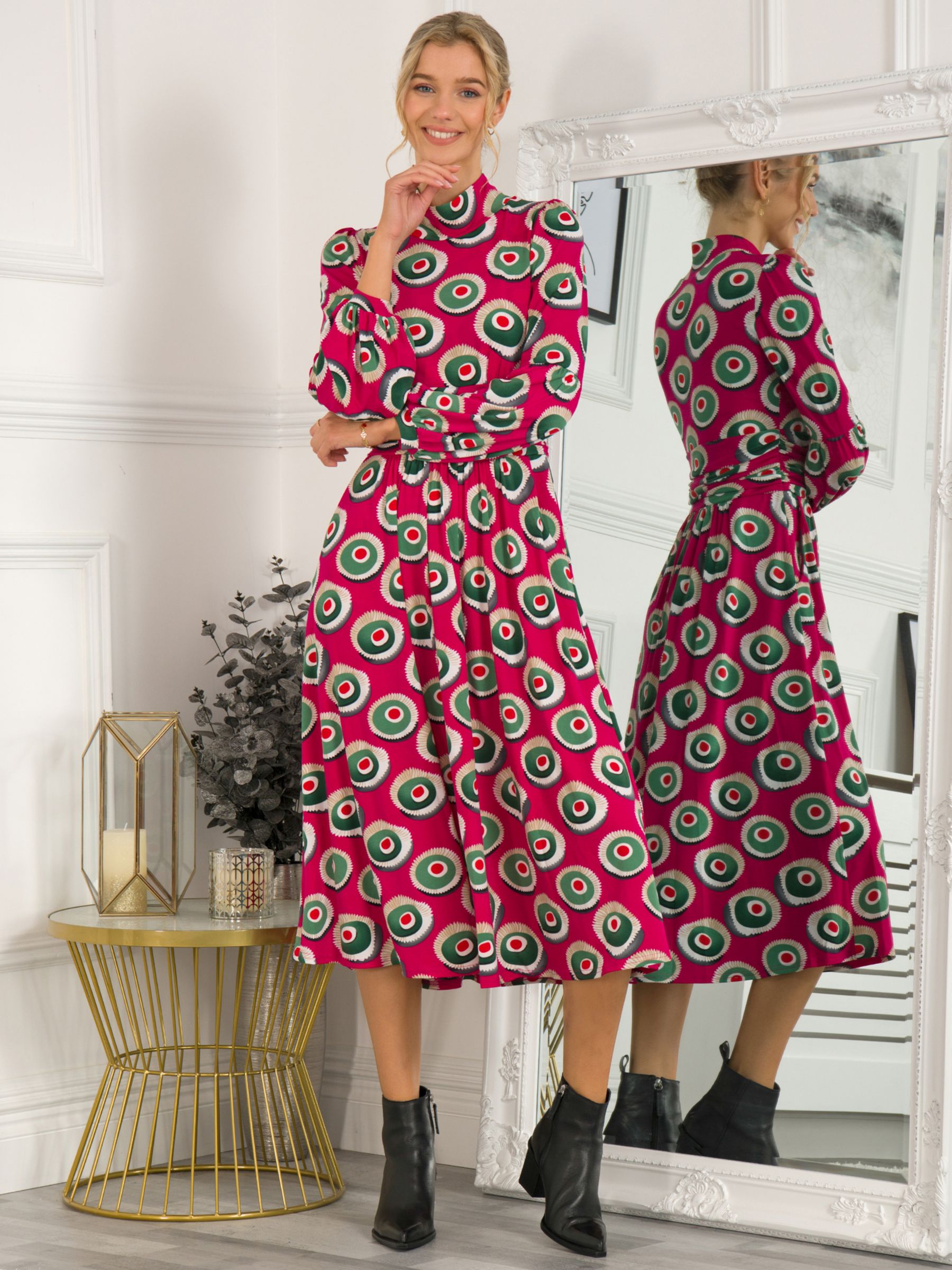 Buy Jolie Moi Abstract Print Midi Dress, Plum Online at johnlewis.com