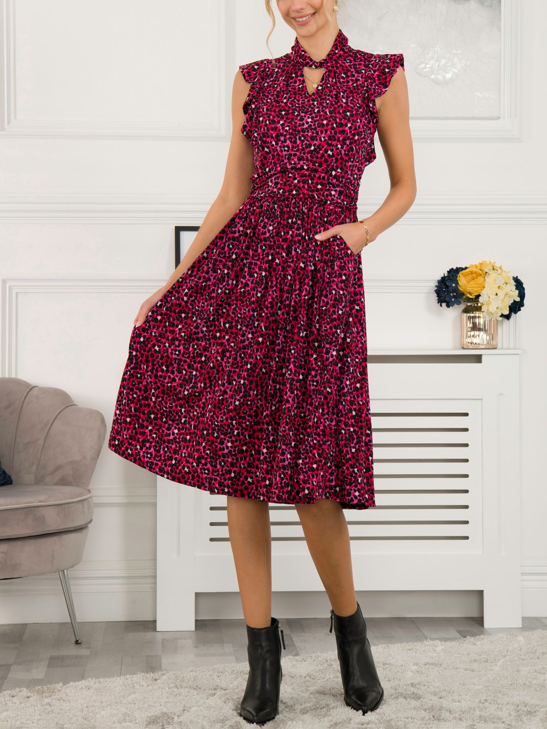 Buy Jolie Moi Maahi Frilly Midi Dress, Pink Online at johnlewis.com