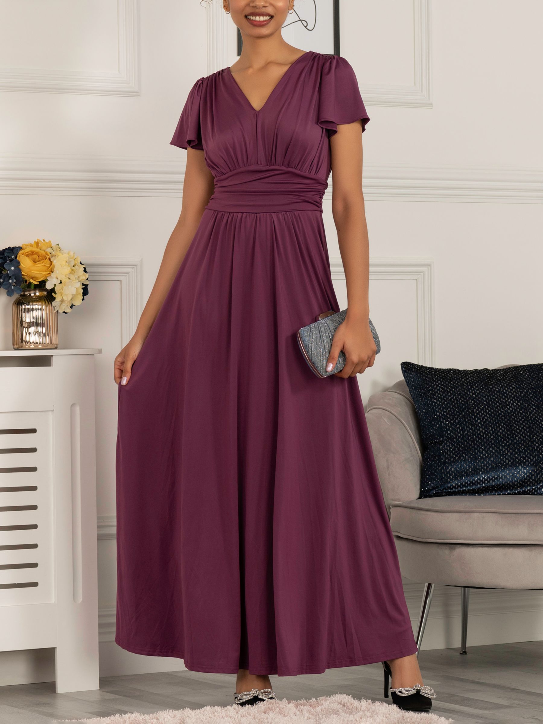 Jolie Moi Jersey Maxi Dress, Dark Purple at John Lewis & Partners