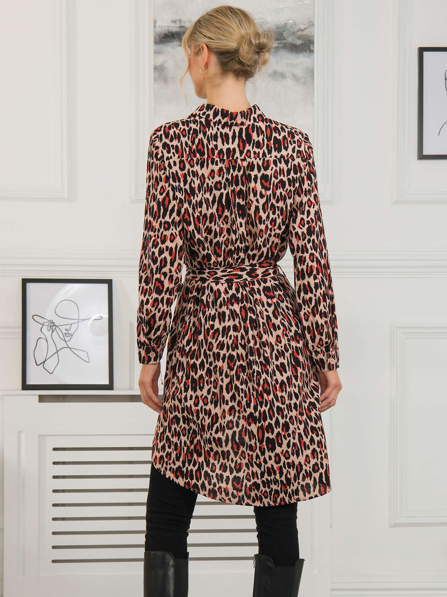 Buy Jolie Moi Sylvia Leopard Print Shirt Dress, Red Online at johnlewis.com