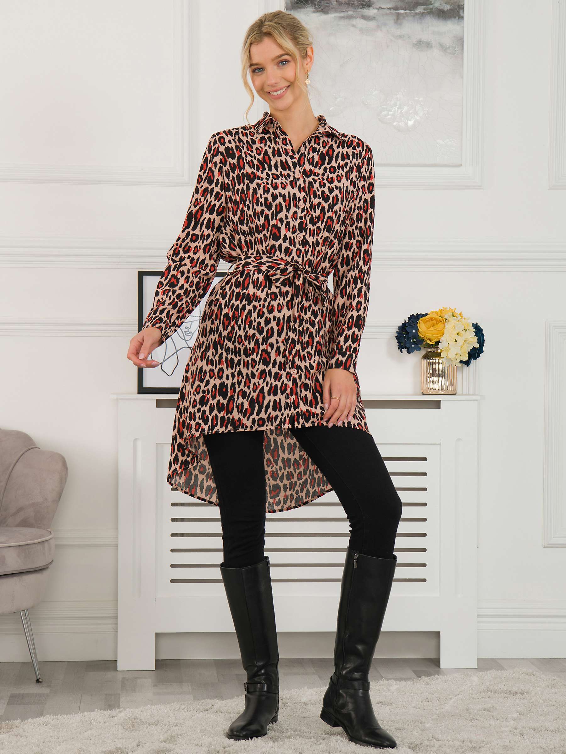 Buy Jolie Moi Sylvia Leopard Print Shirt Dress, Red Online at johnlewis.com