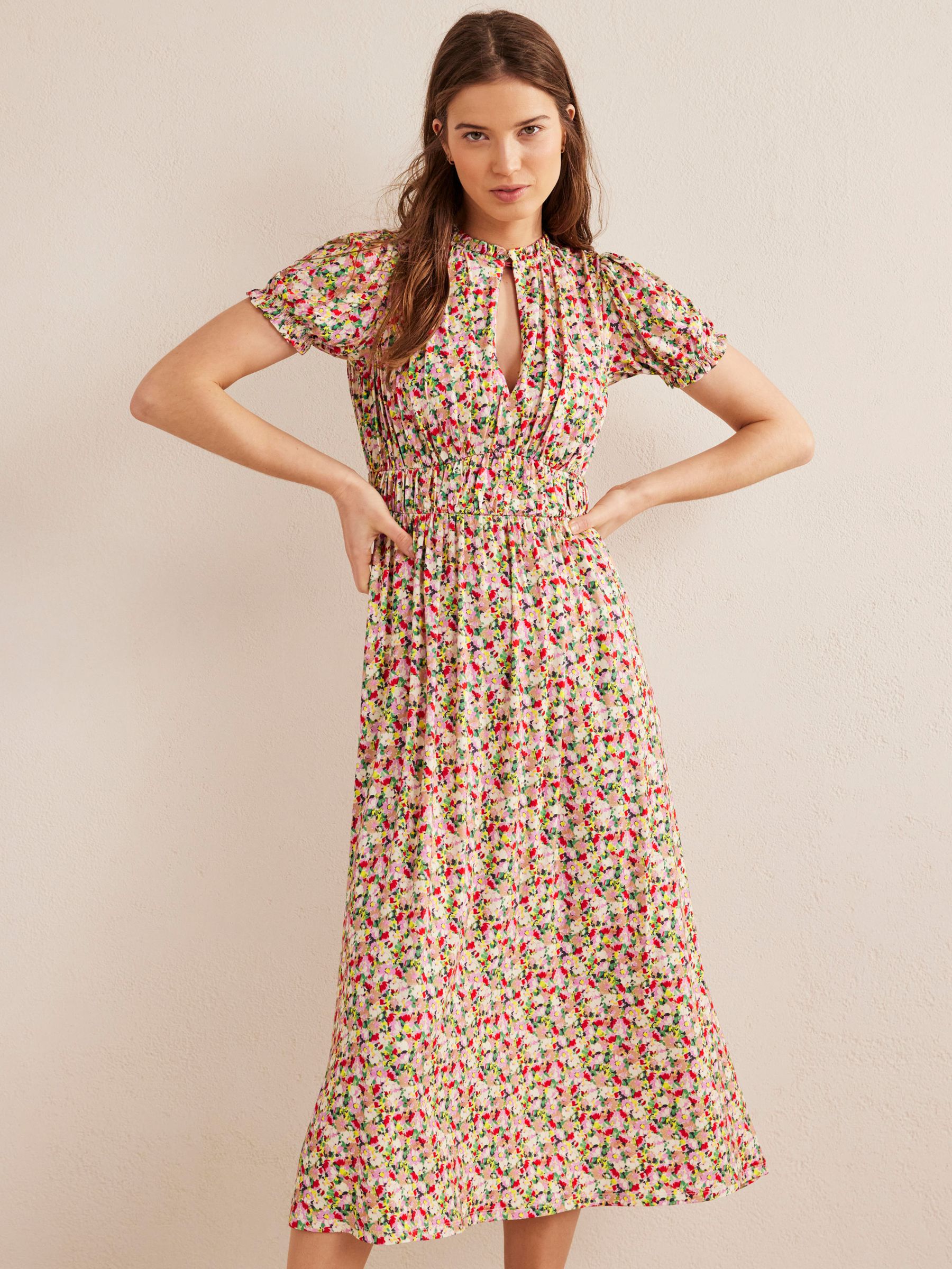 Boden Floral Print Midi Tea Dress, Multi