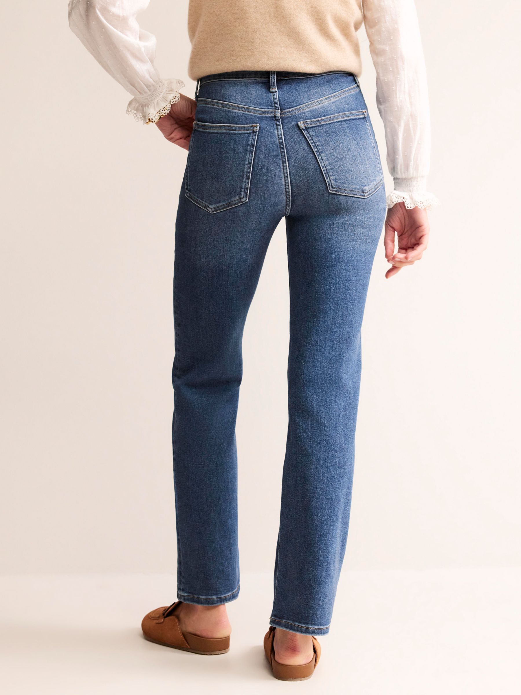 Boden High Rise Power Stretch Straight Cut Jeans, Mid Vintage, 27