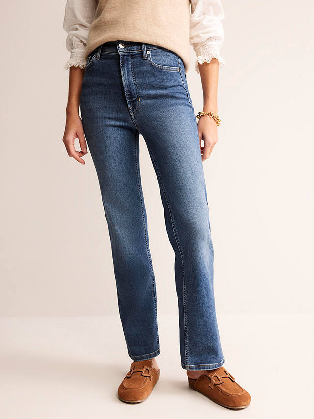 Boden High Rise Power Stretch Straight Cut Jeans, Mid Vintage