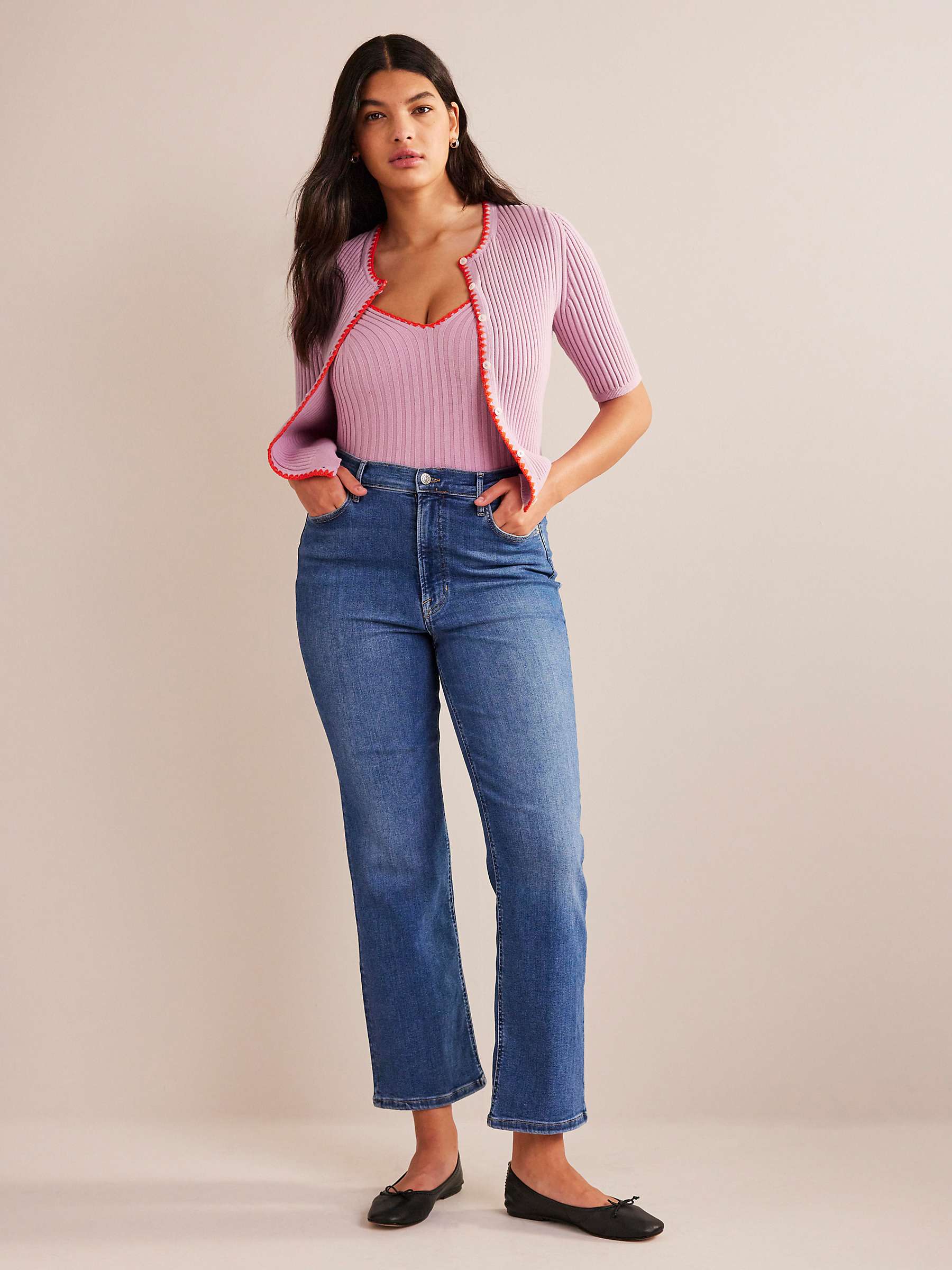 Buy Boden High Rise Power Stretch Straight Cut Jeans, Mid Vintage Online at johnlewis.com