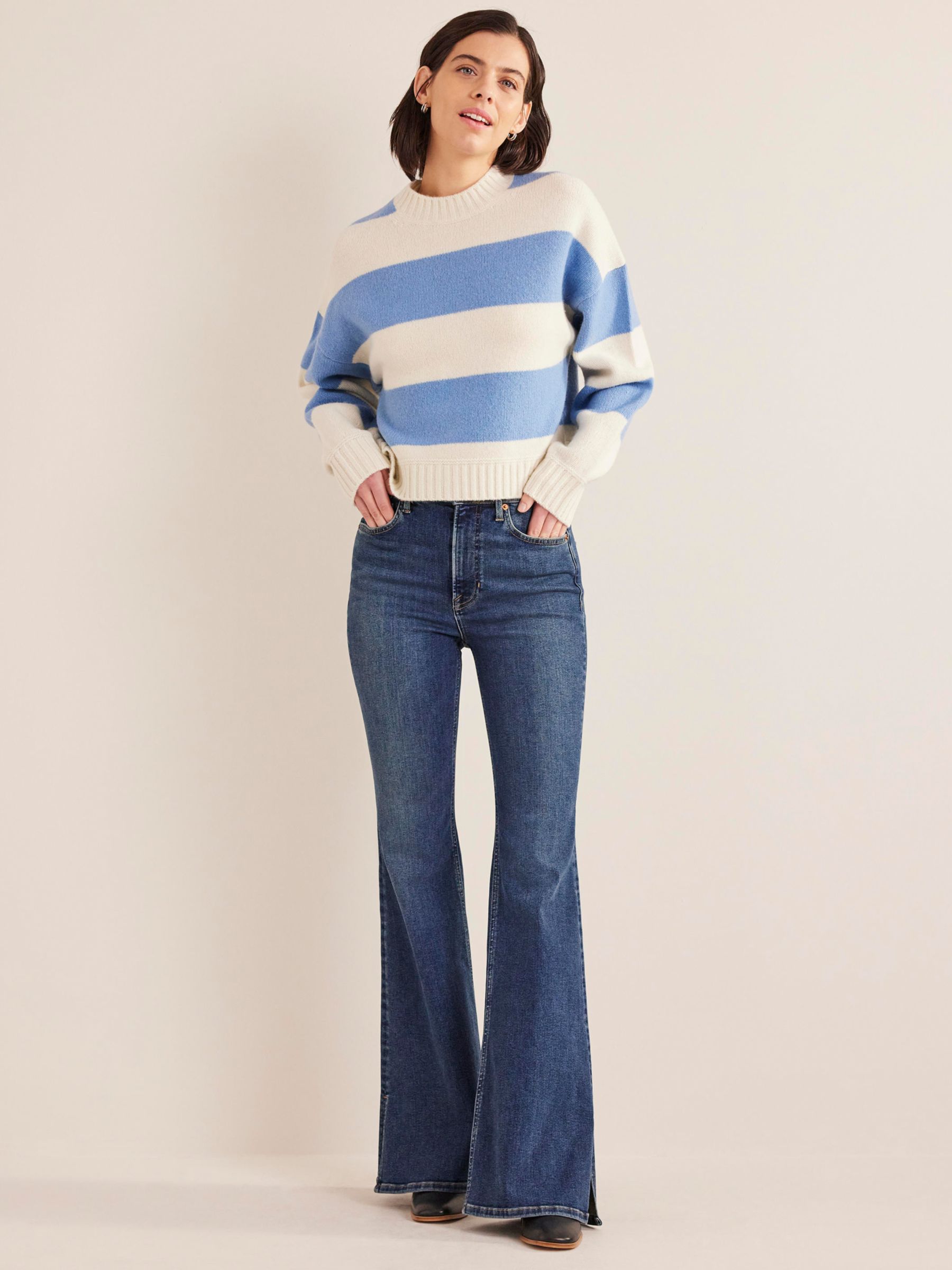 High Waisted Denim Split Flare Jeans - Sale from Yumi UK