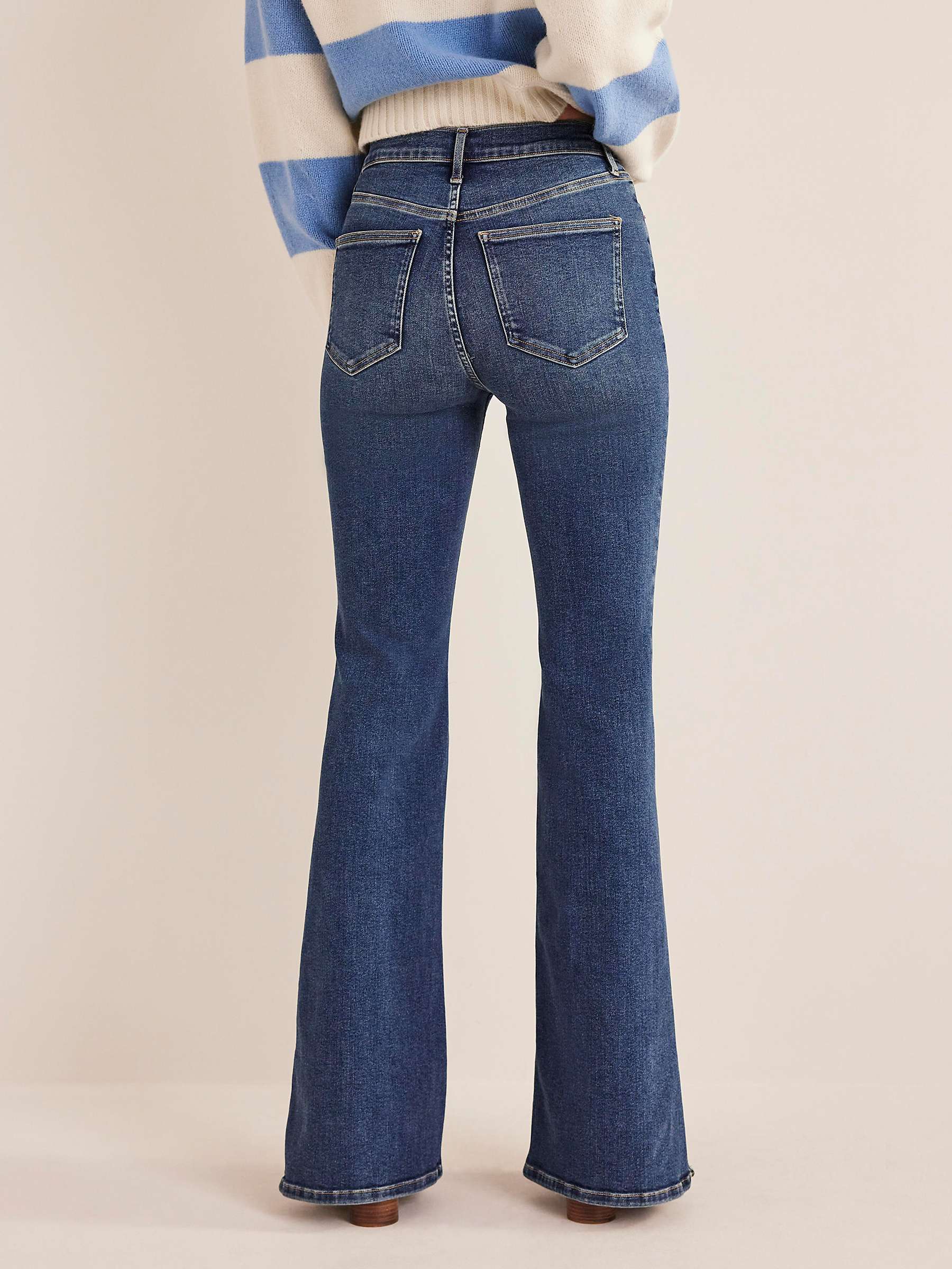 Boden High Rise Split Flare Jeans, Indigo at John Lewis & Partners