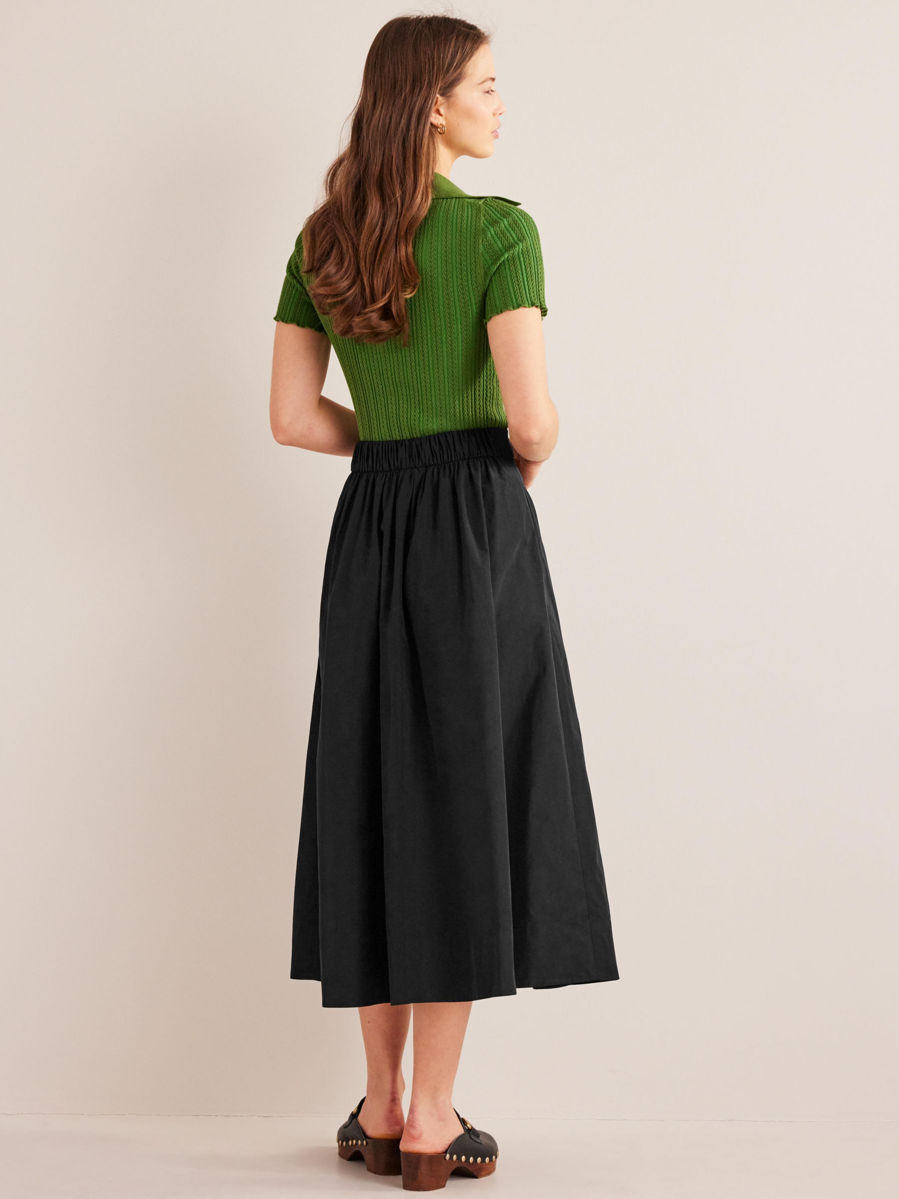 Boden Full Taffeta Skirt, Black, 8