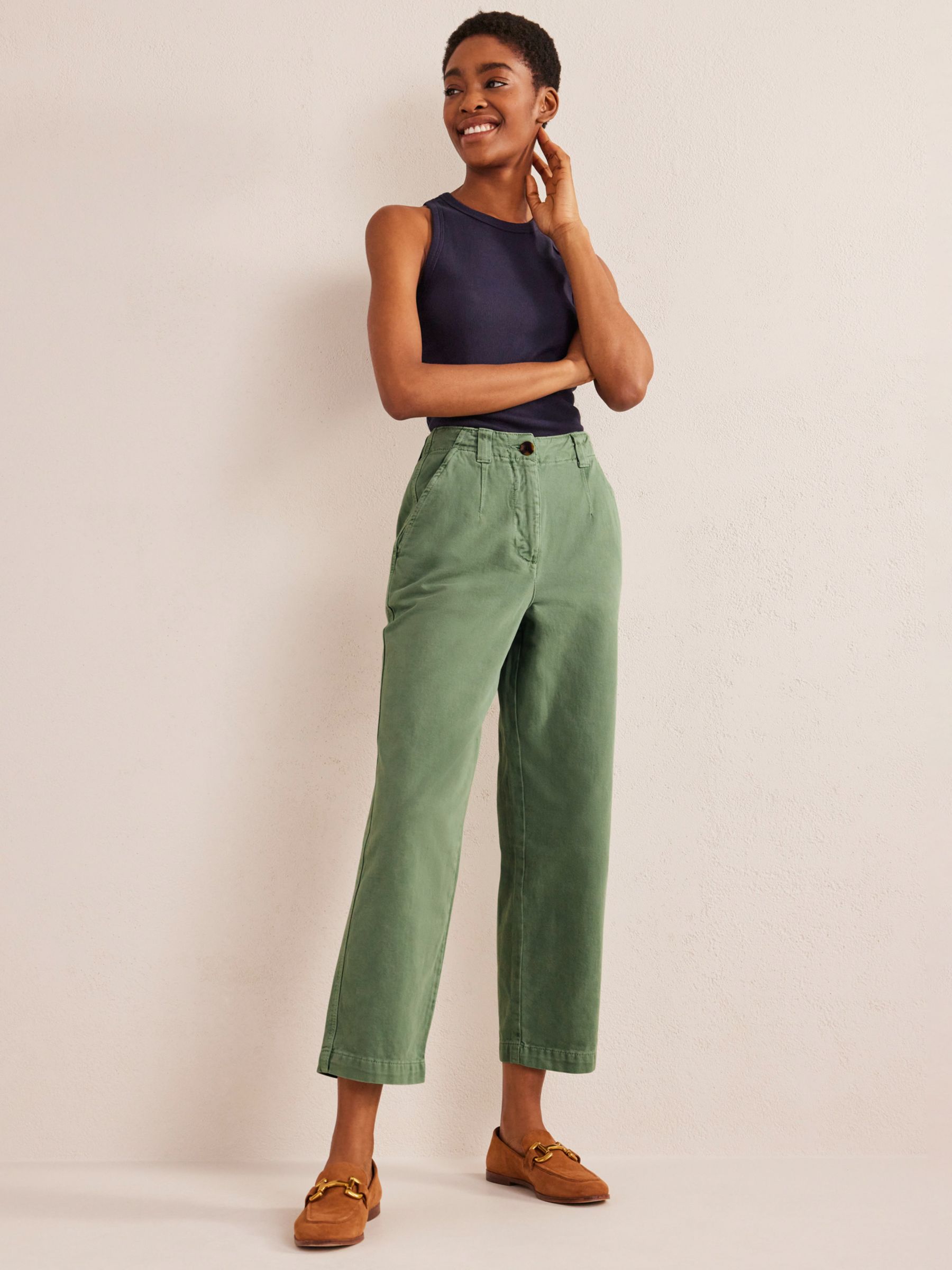 Boden Everyday Soft Cropped Trousers, Seaspray at John Lewis & Partners
