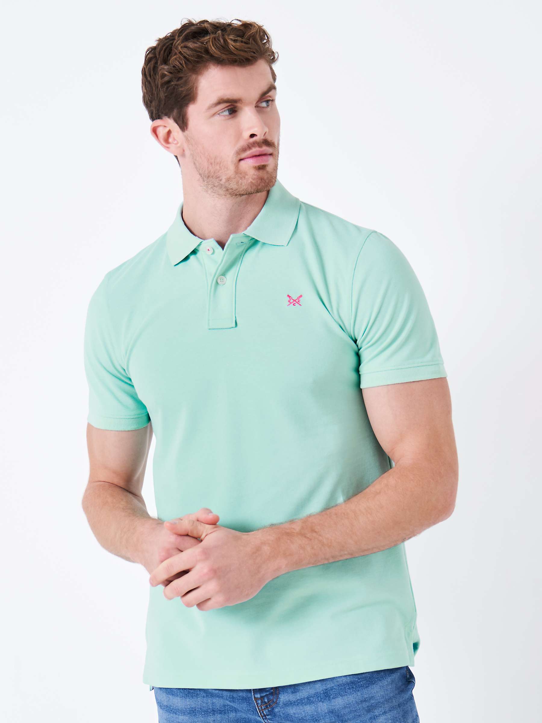 Crew Clothing Classic Pique Polo Shirt, Mint Green at John Lewis & Partners