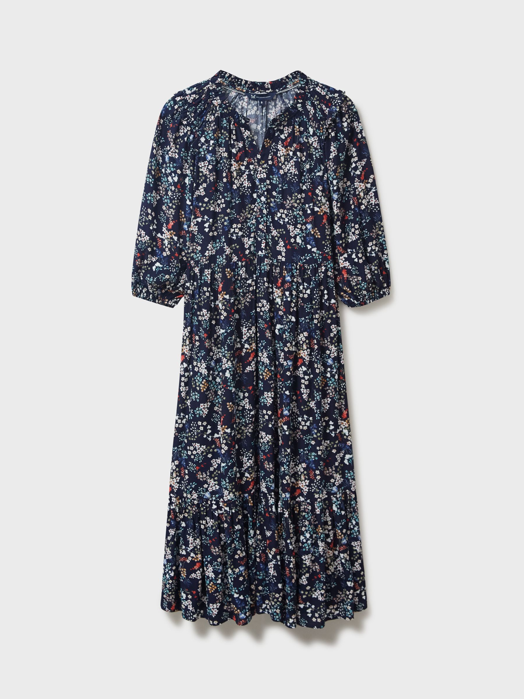 Crew Clothing Annabel Floral Print Dress, Navy Blue/Multi at John Lewis ...